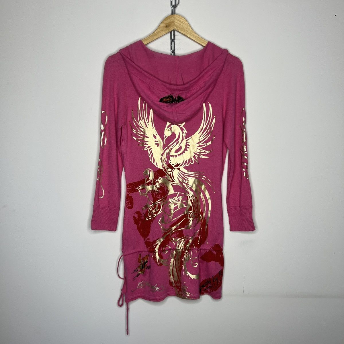 Christian Audigier × Ed Hardy × Vintage ED HARDY REFLECTIVE FULL PRINTED MINI DRESS Size M / US 6-8 / IT 42-44 - 4 Thumbnail