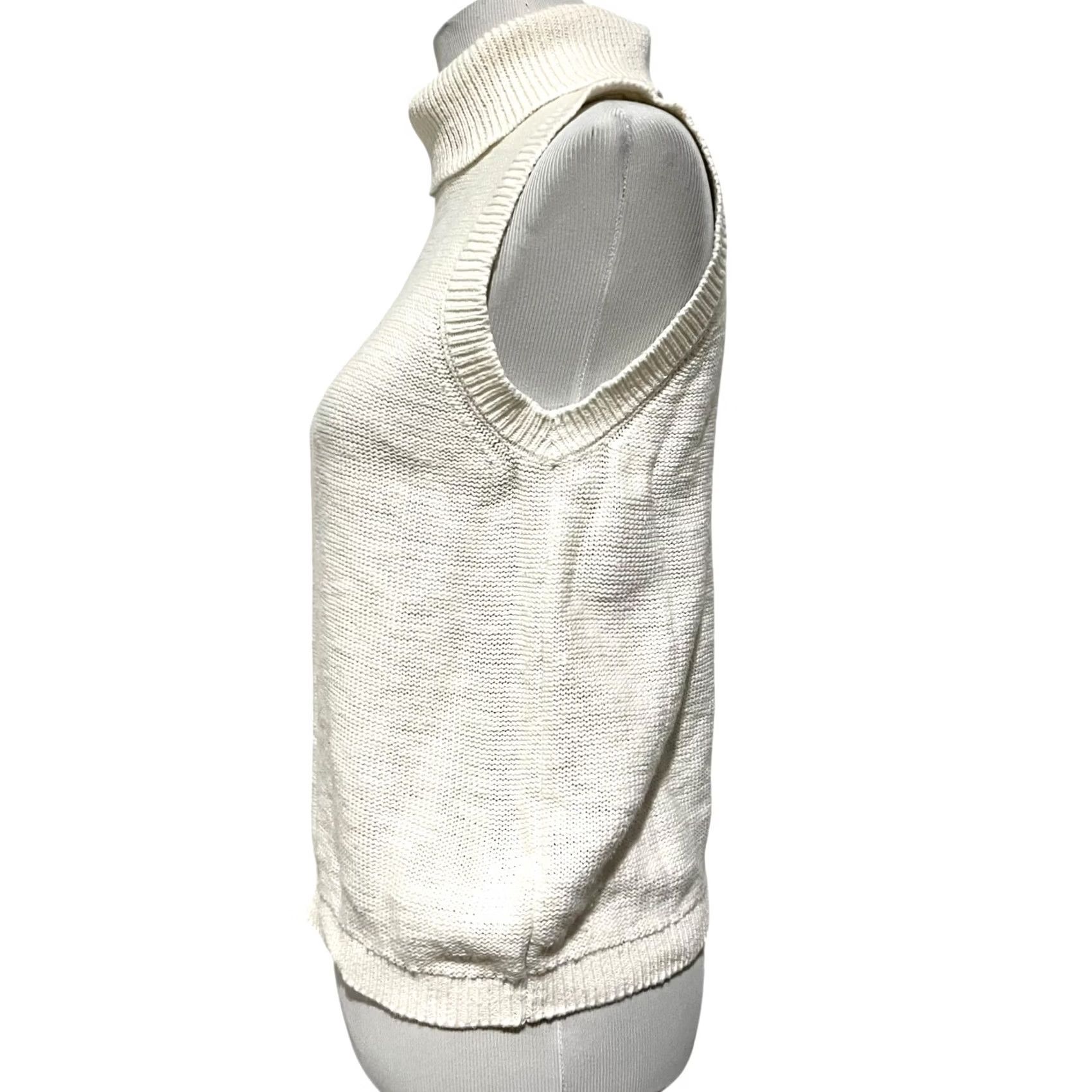 Sanctuary Sanctuary Sleeveless Turtleneck Sweater Ivory 100% Cotton Women’s Size Large Size L / US 10 / IT 46 - 5 Thumbnail