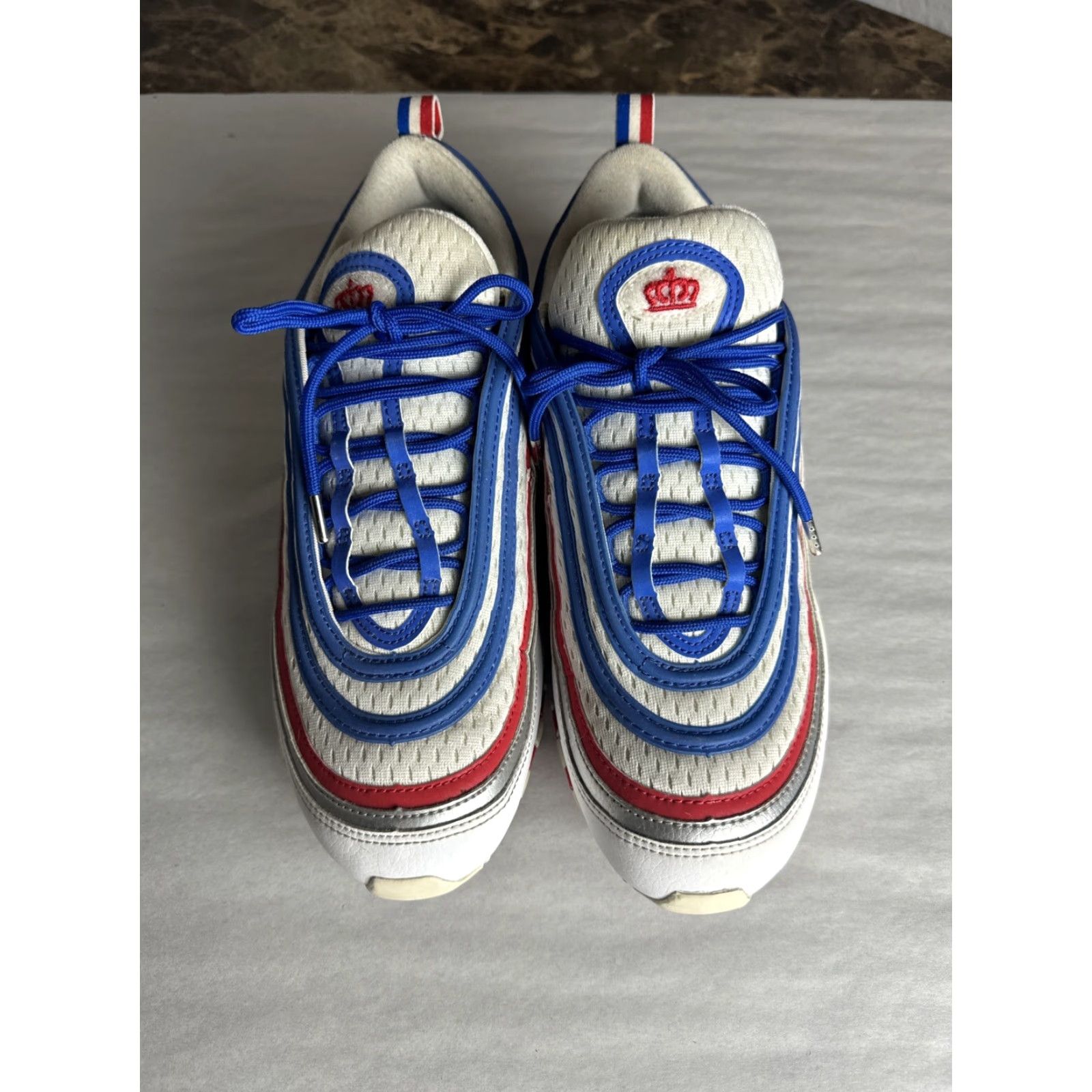 Nike VINTAGE Nike Air Max 97 All Star Jersey Shoes Men 10.5 Red White Blue Stars Sneaker Nike Air Max 97 Men's Shoes Size US L / EU 52-54 / 3 - 5 Thumbnail