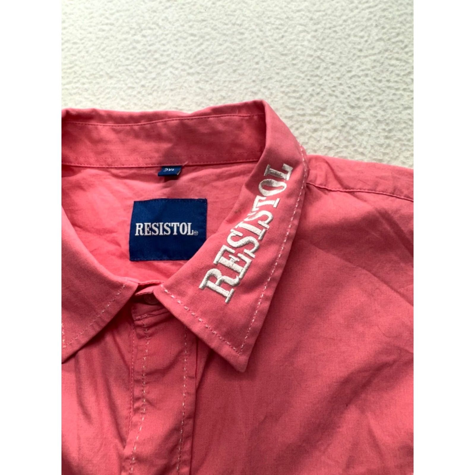 Pinko Resistol Mens Western Shirt Pink Embroidered Logo Long Sleeve Button-Down 3XL, Cotton, Solid, Western, Men, Pre-Owned Fair Size US XXL / EU 58 / 5 - 5 Thumbnail