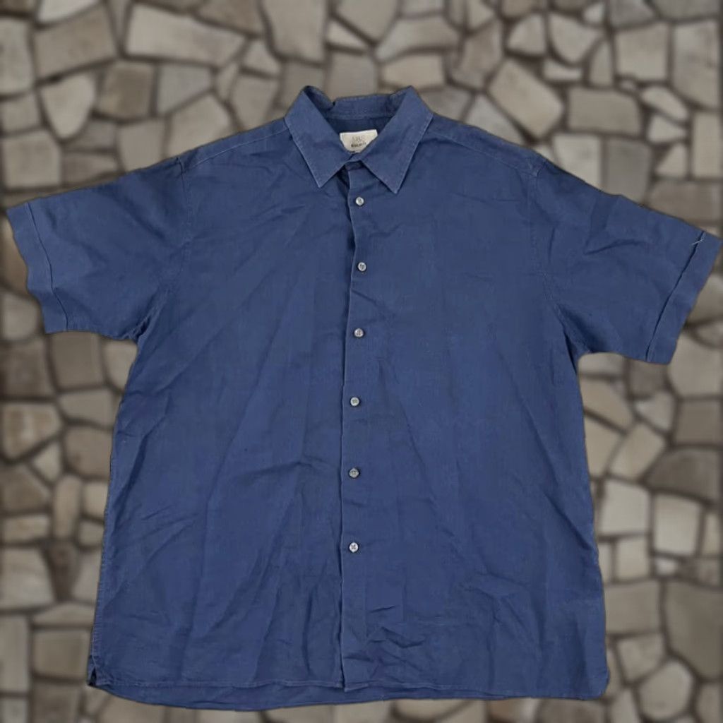 Marks & Spencer Marks & Spencer Button-Up Shirt Men Large Blue Linen Cotton Preppy Casual Size US L / EU 52-54 / 3 - 1 Thumbnail