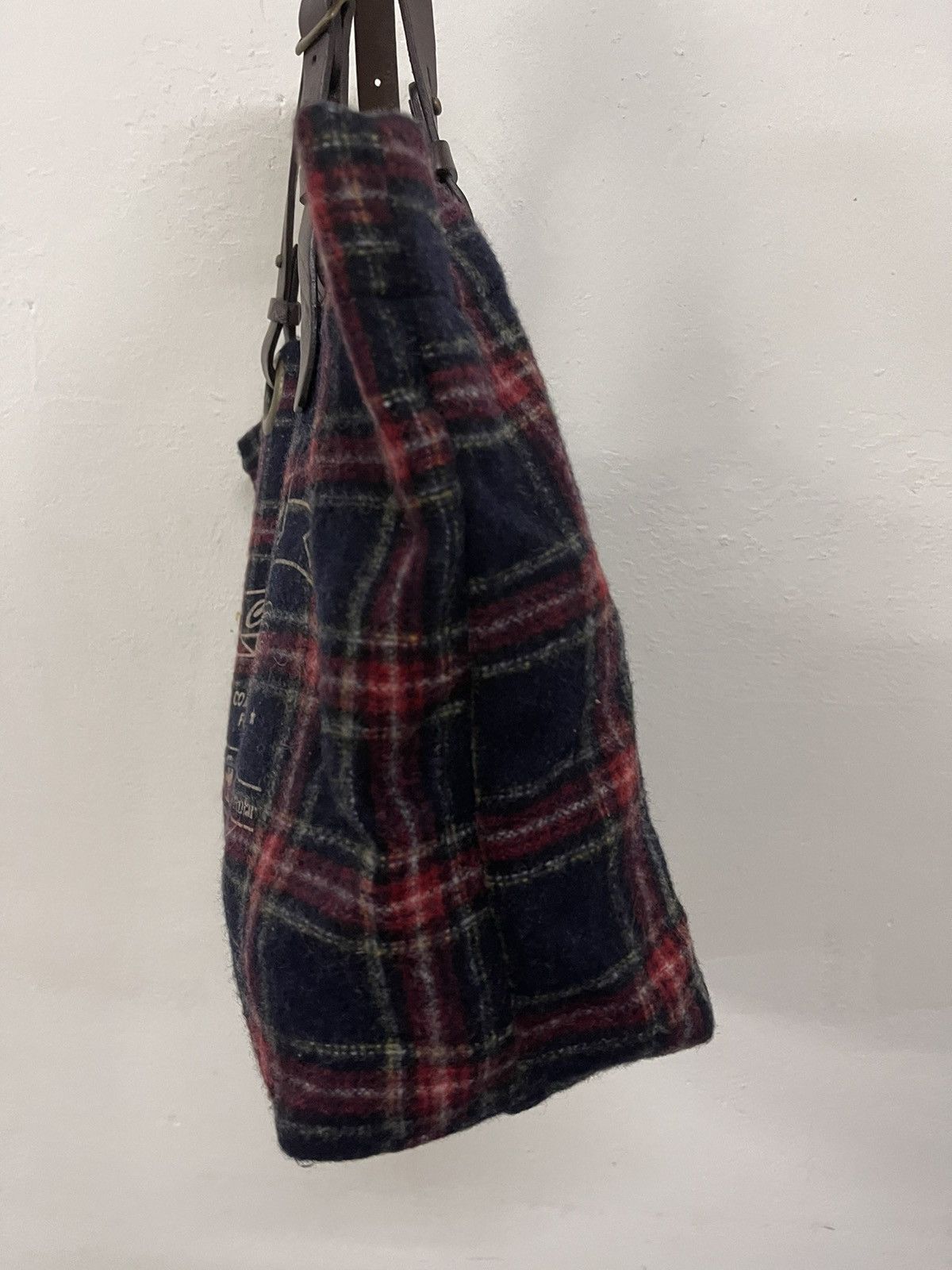 Japanese Brand × Vintage C’omodo +plus t japan wool plaid leather handle strap tote Size ONE SIZE - 3 Thumbnail