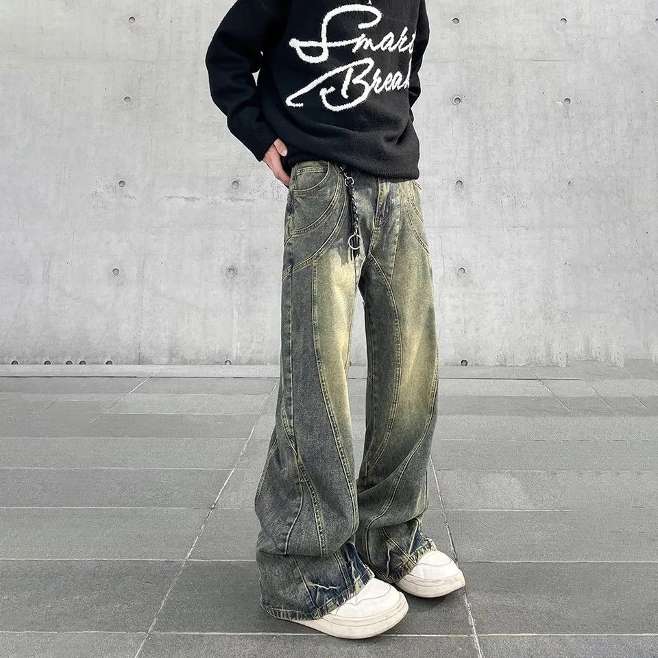 Designer × Japanese Brand × Jean Baggy Flared Leg Striped Rusty Jeans Size US 32 / EU 48 - 5 Thumbnail