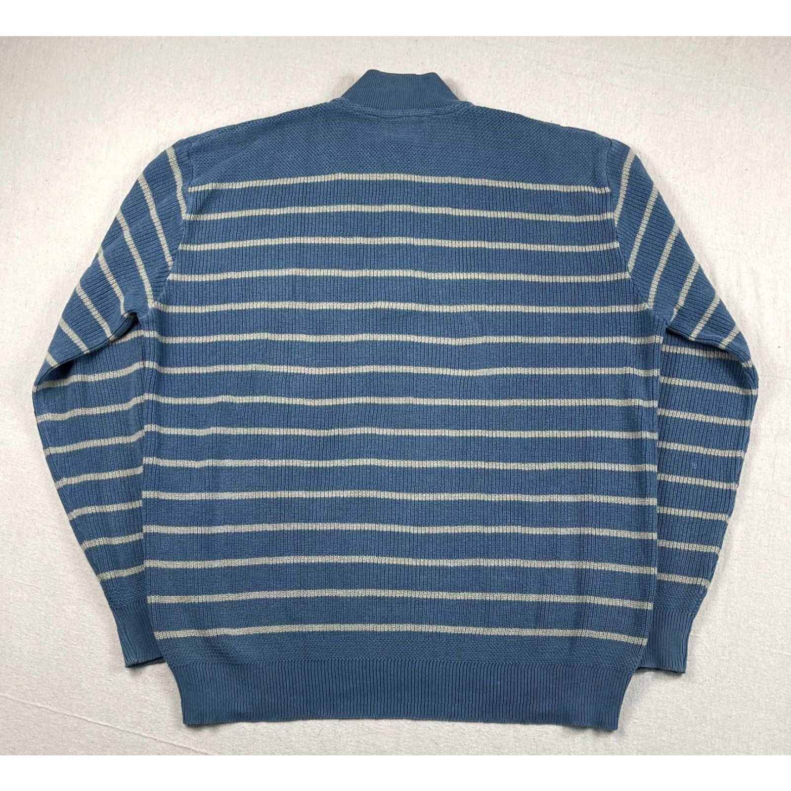 Vintage VINTAGE LL BEAN Sweater Shirt Mens XL Striped Fisherman Knit 1/4 Button Blue USA 90s Outdoor Hiking Mens Size US XL / EU 56 / 4 - 2 Thumbnail
