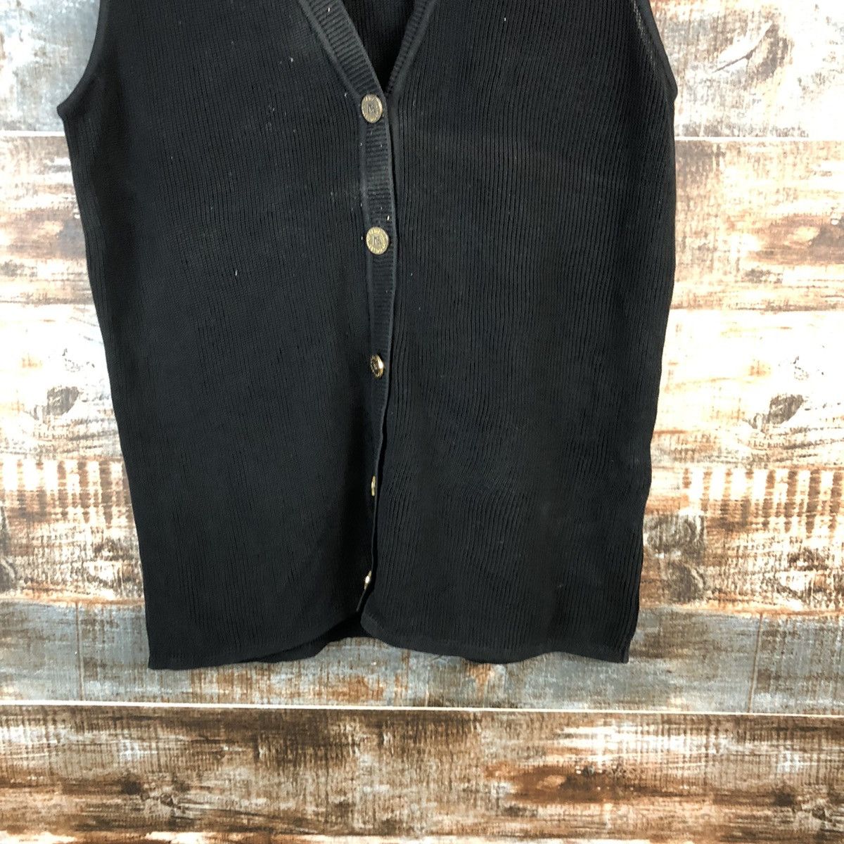Japanese Brand Serio Mondo Black Vest Knitwear #A2205 Size US L / EU 52-54 / 3 - 6 Thumbnail
