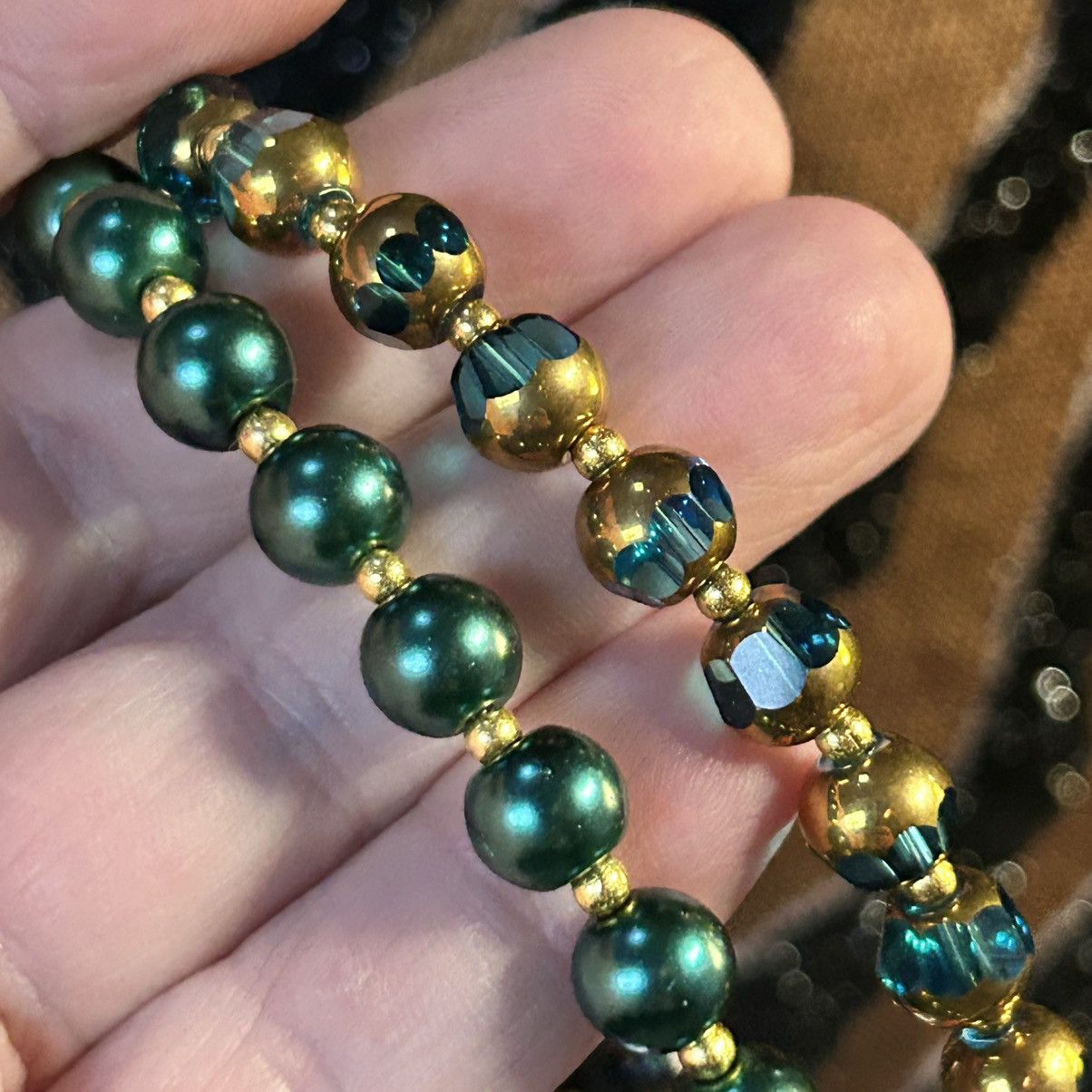 Handmade Handcrafted double strand di-cut glass chain link necklace Size ONE SIZE - 5 Thumbnail