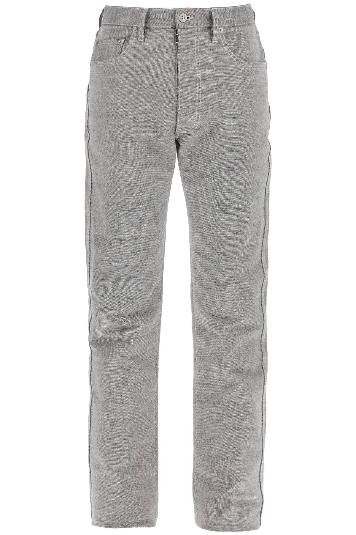 image of Maison Margiela Five-Pocket Trousers In Mélange Effect Canvas in Caviar, Men's (Size 31)