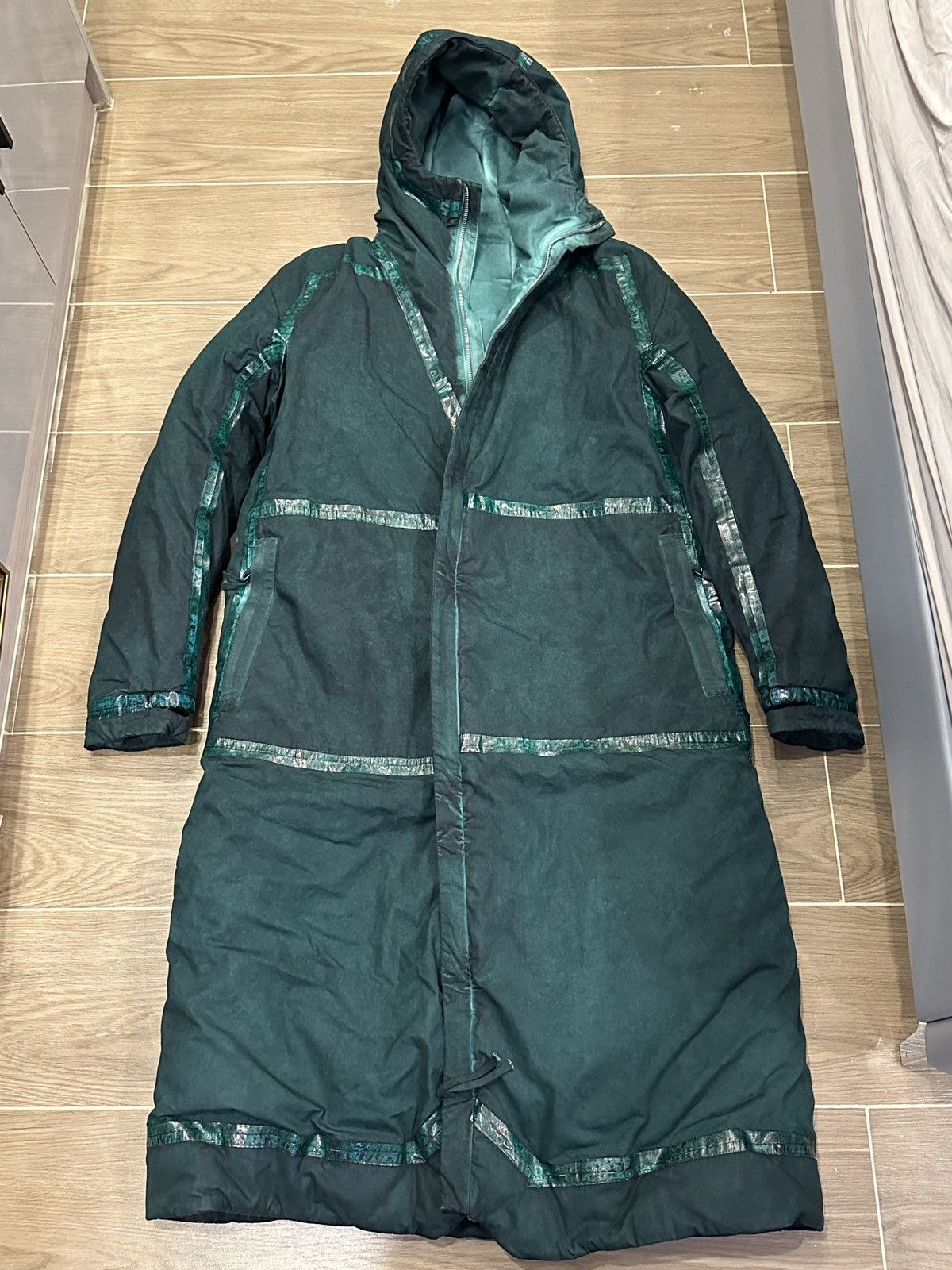 image of Boris Bidjan Saberi 19Aw Patina Blue Runway Parka, Men's (Size Medium)