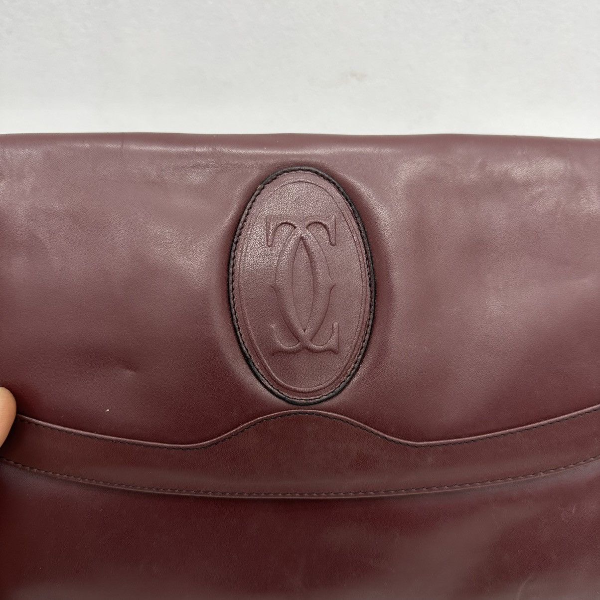 Cartier ‼️YES‼️ AUTHENTIC MUST DE CARTIER BURGUNDY LEATHER CLUTCH BAG Size ONE SIZE - 7 Thumbnail