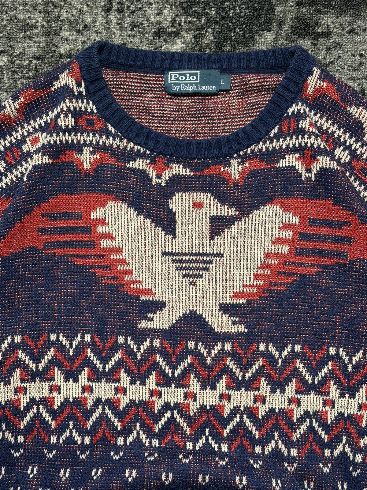 Polo Ralph Lauren vintage Polo Ralph Lauren Aztec Eagle linen sweater 2000s Size US L / EU 52-54 / 3 - 5 Thumbnail