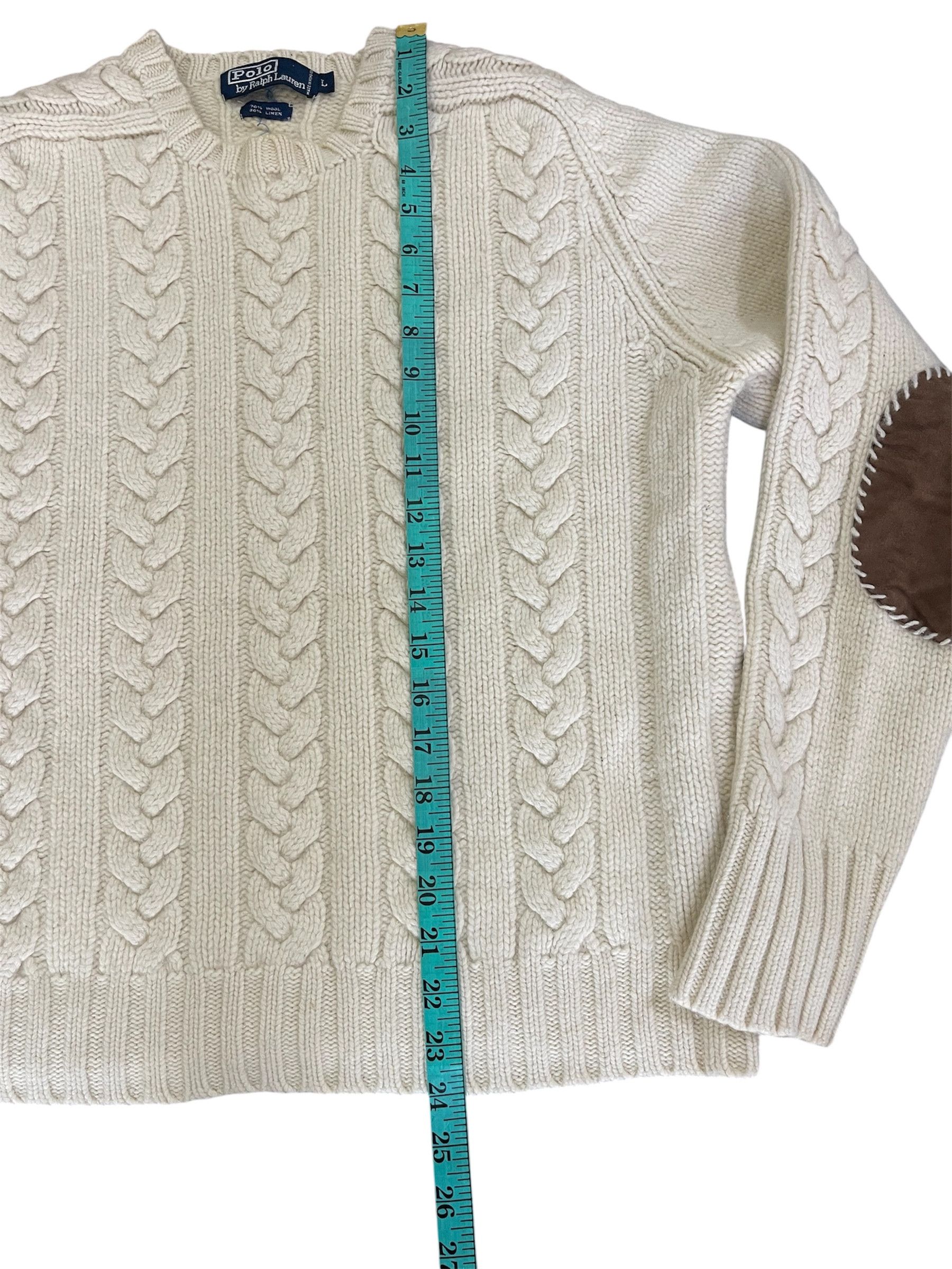 Polo Ralph Lauren × Ralph Lauren Polo Wool Knitwear Jumper Pullover Suede Elbow Size L / US 10 / IT 46 - 6 Thumbnail