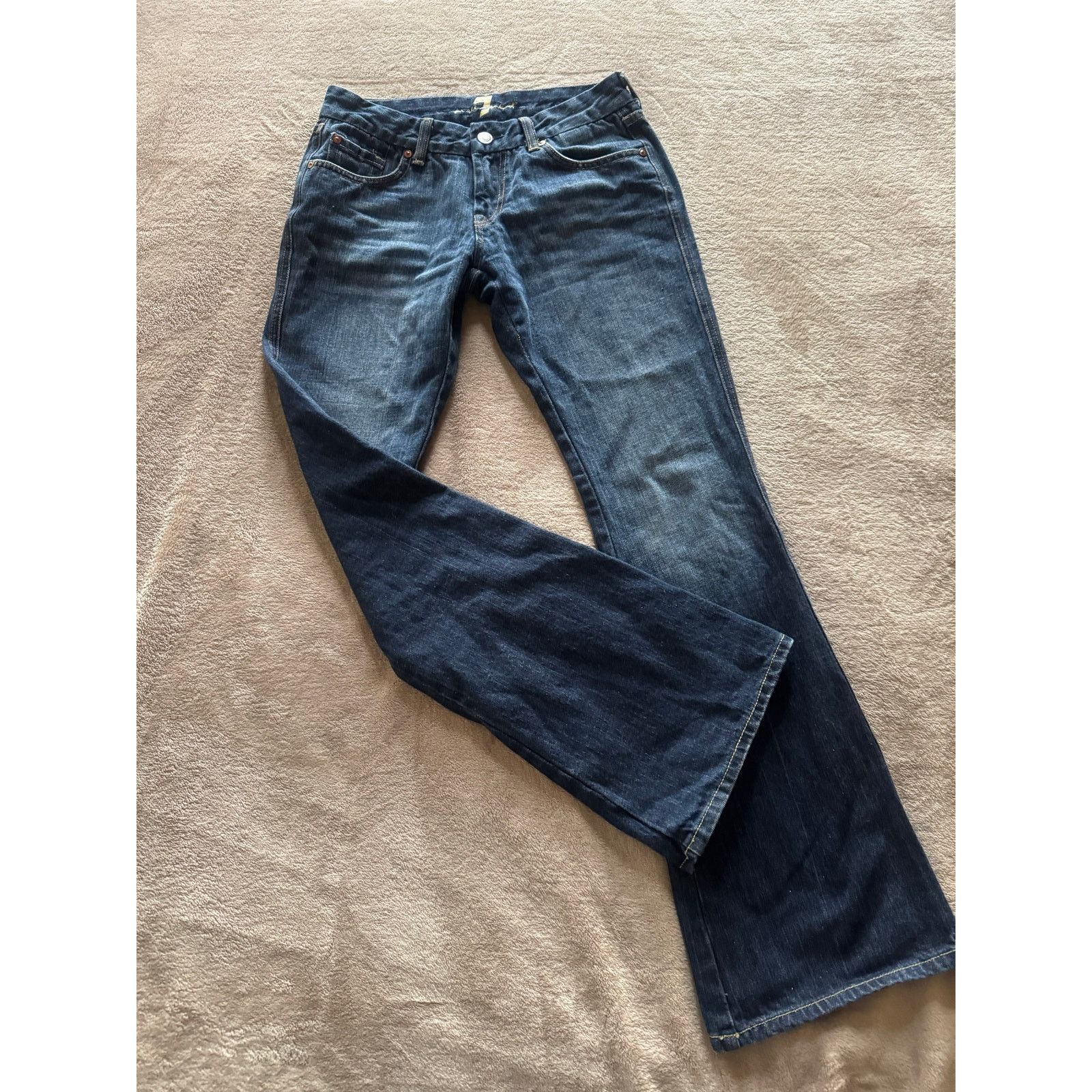 7 For All Mankind 7 For All Mankind Indigo Bootcut Jeans Pink Sequin Pocket Size 27" / US 4 / IT 40 - 2 Thumbnail