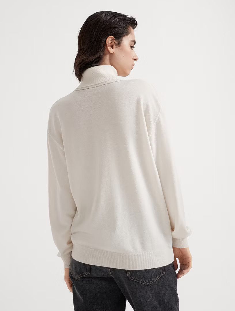 Brunello Cucinelli o1y0725 Cashmere Blend Sweater in White Size M / US 6-8 / IT 42-44 - 5 Thumbnail
