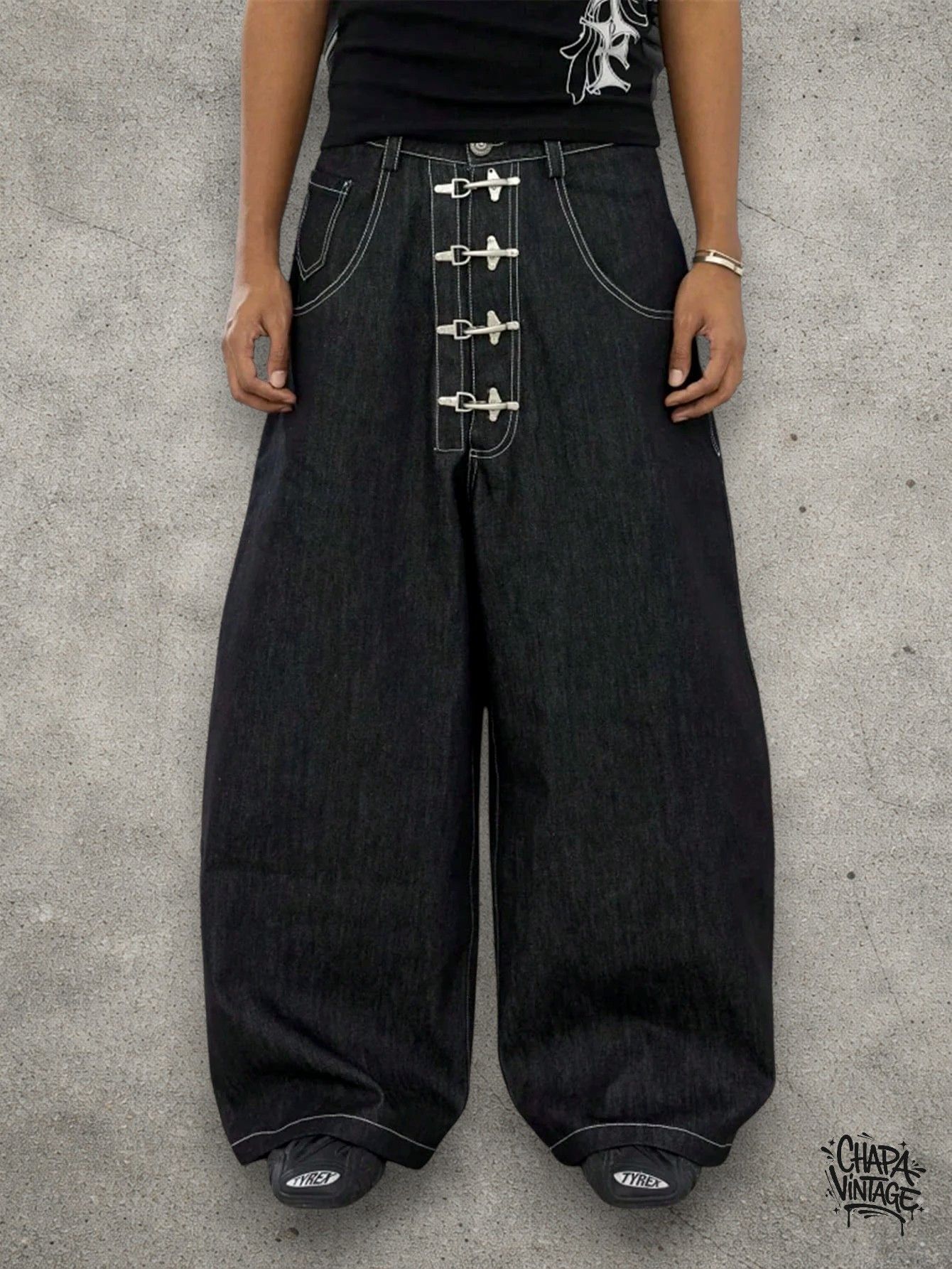 Vintage Wide dark blue jeans Size US 32 / EU 48 - 1 Thumbnail