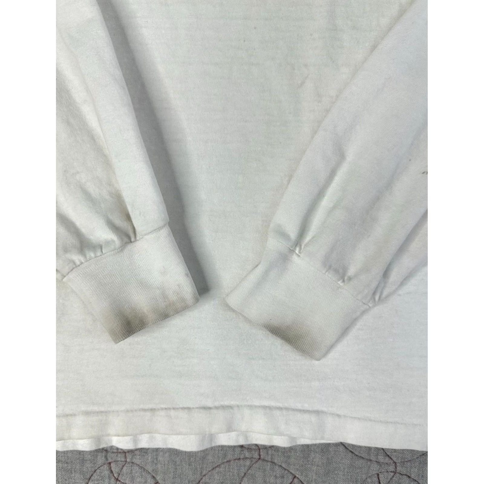 Hanes VINTAGE Earth Day Mount Everest Peace Climb Long Sleeve Tee XL White Mens US made Size US XL / EU 56 / 4 - 3 Thumbnail