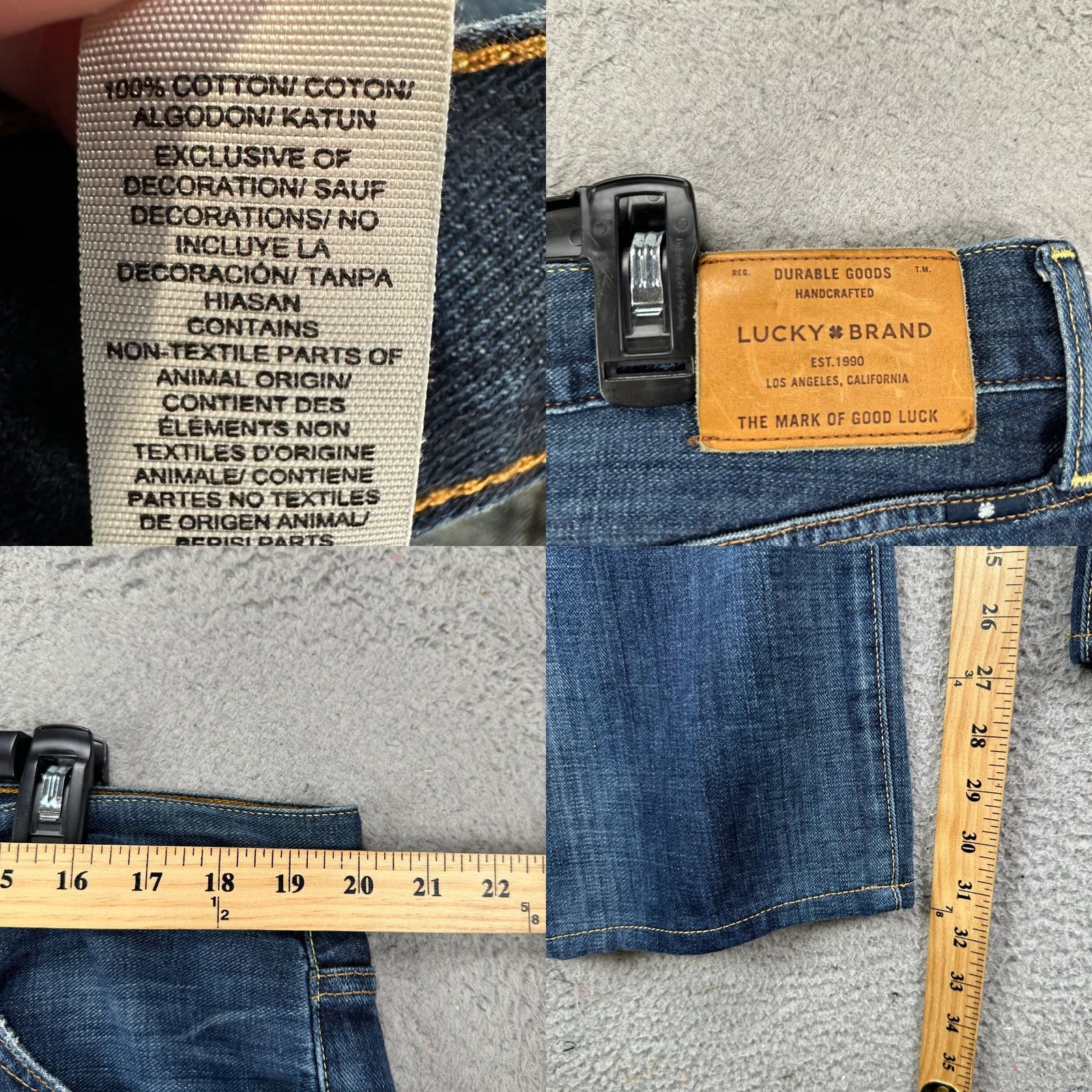 Lucky Brand Lucky Brand 221 Mens Straight Jeans 38X32 Blue Distressed Candiani Denim Jeans Breathing Pockets Cotton Casual Walking Adult Comfort Mens Size US 38 / EU 54 - 8 Thumbnail