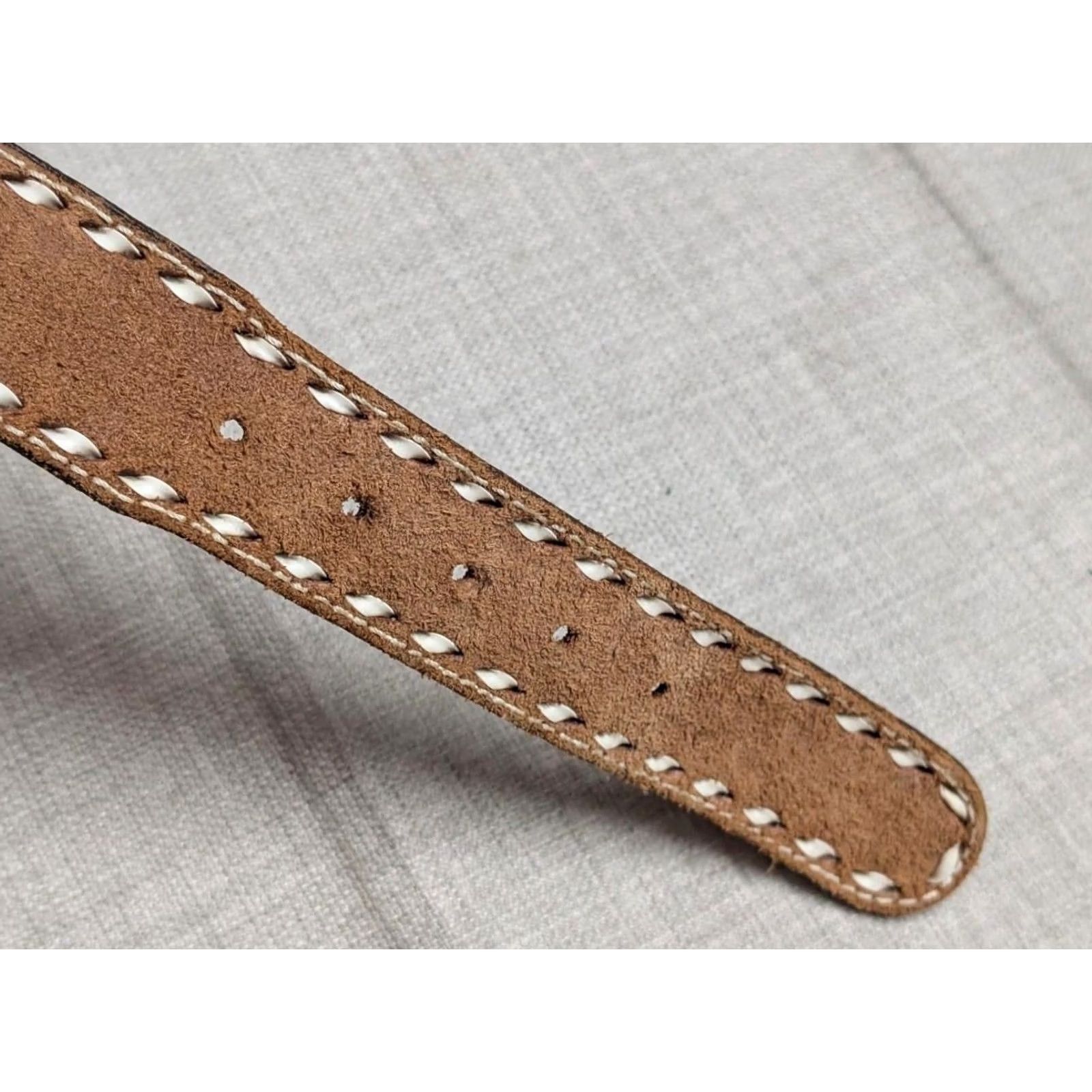 Vintage VINTAGE Western Belt Acorns Tooled Handcrafted 32 Brown Cowhide Leather Western Belt Mens XS? Size 32 - 6 Thumbnail