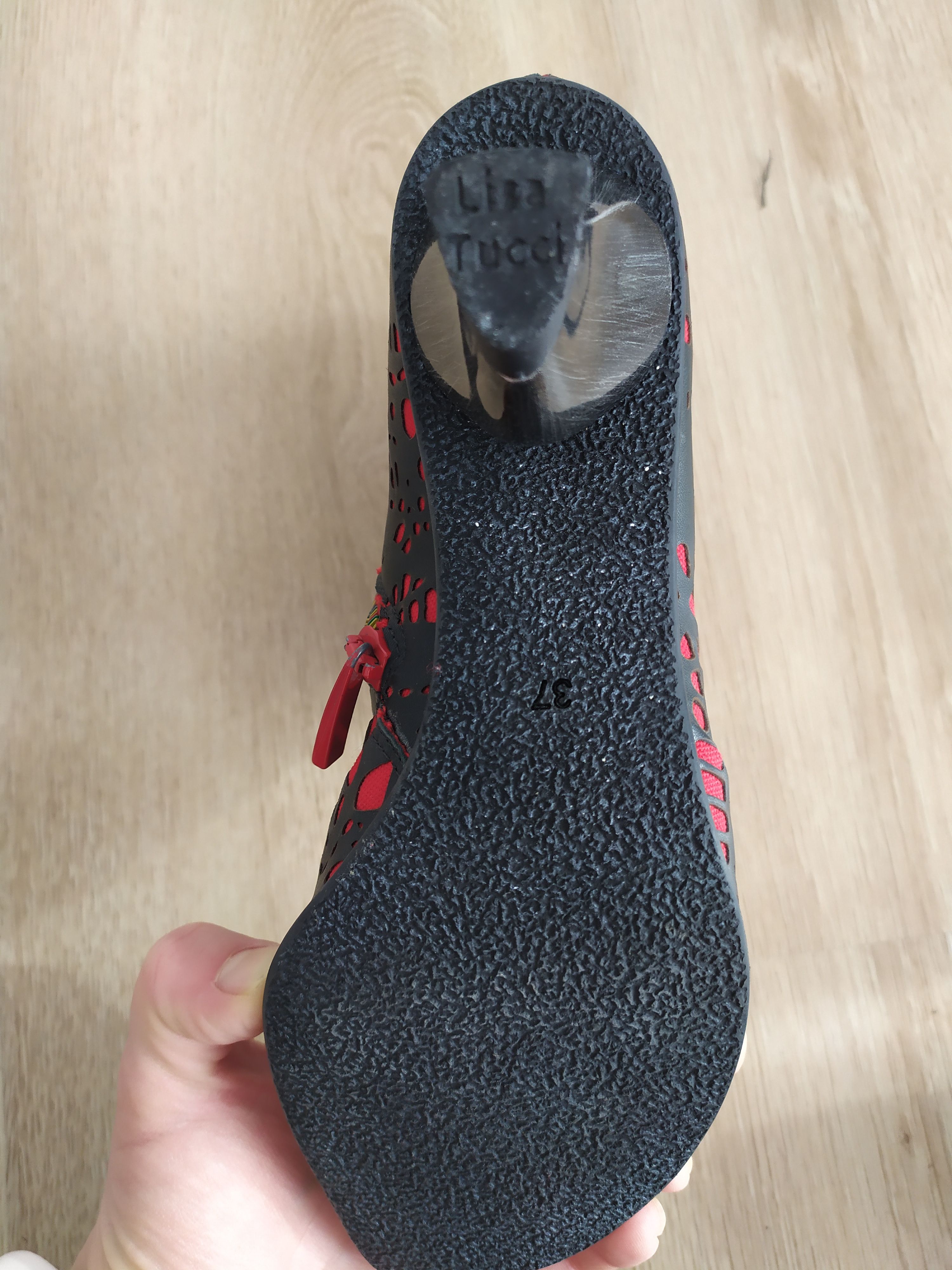 The Difference Lisa Tucci Unique Red Trani Ankle Boot with Laser Cut Detail Size US 7 / IT 37 - 10 Thumbnail