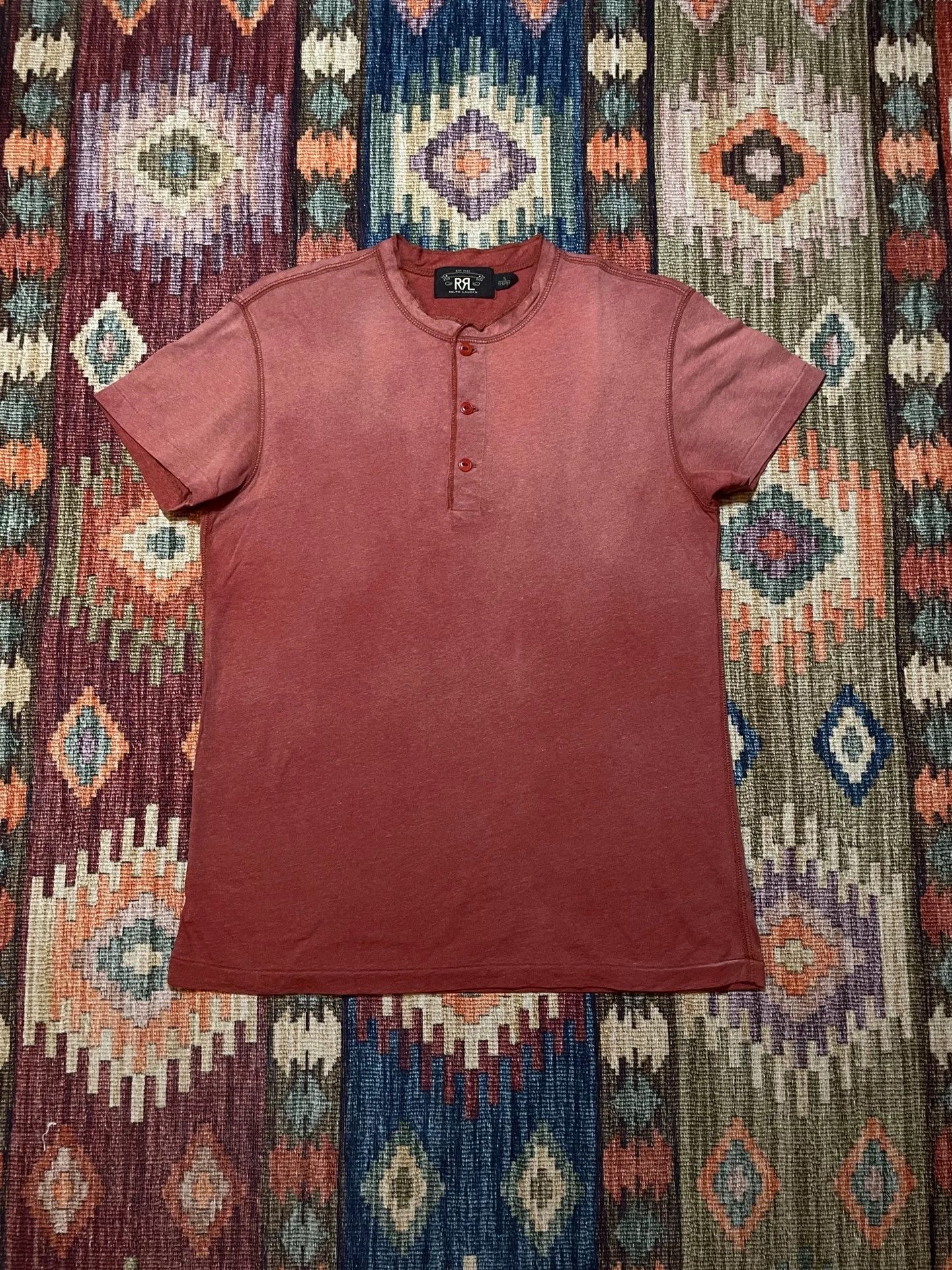 RRL Ralph Lauren RRL Vintage Washed Pink Henley T-Shirt S Size US S / EU 44-46 / 1 - 1 Thumbnail