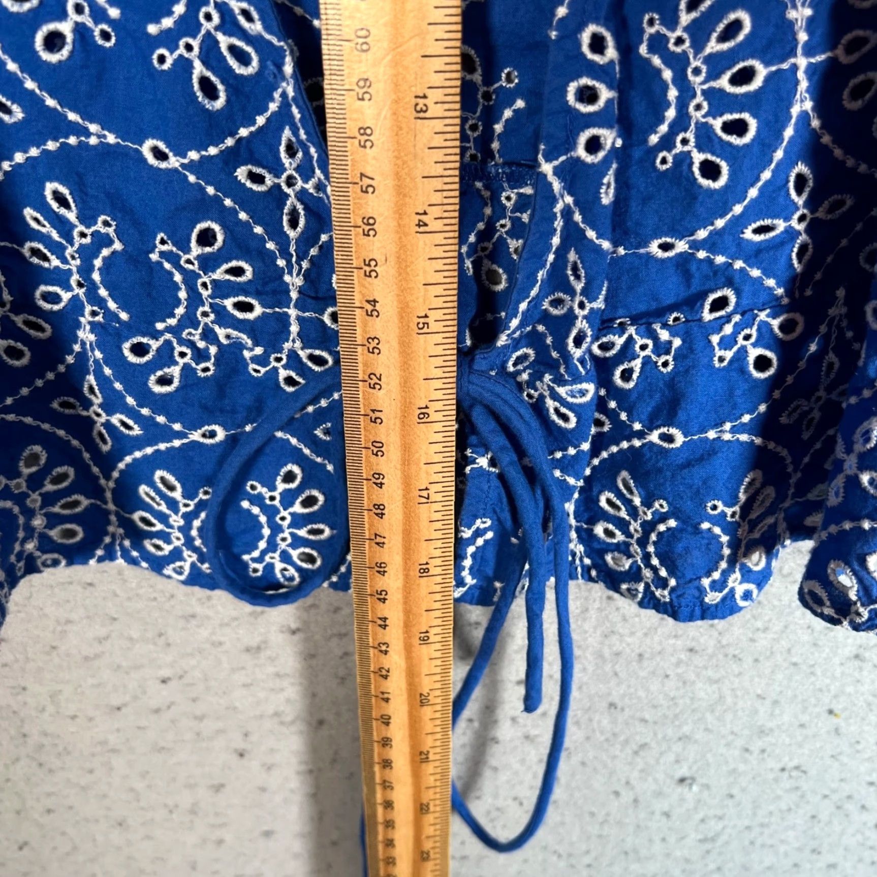 Mango Mango Blouse Shirt Womens 4 Blue Embroidered Floral Cotton Tie 3/4 Sleeve V-Neck Casual Size S / US 4 / IT 40 - 6 Thumbnail