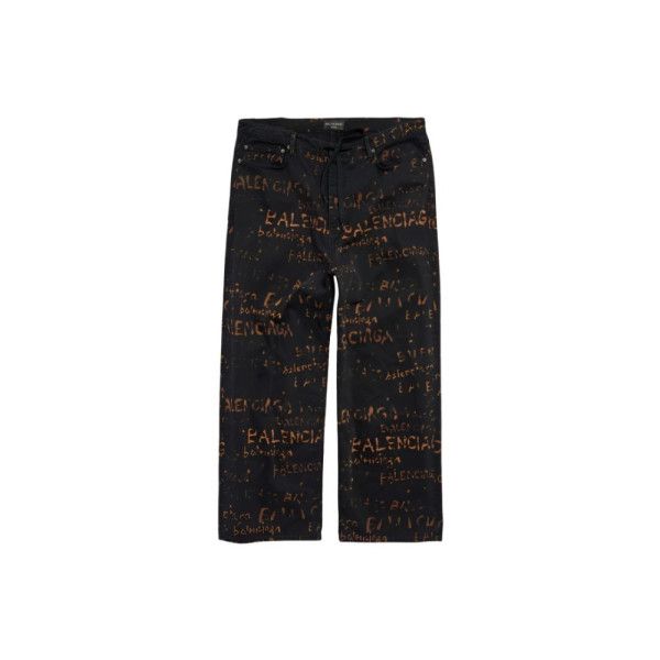 Balenciaga o1w1db10226 Bleachy Allover Oversized Baggy Pants in Black Size US 34 / EU 50 - 1 Preview