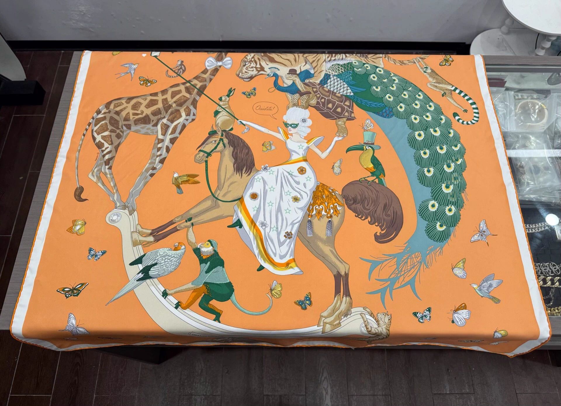 Hermes Hermes Circus Orange Cartoon Silk Scarf 90x90cm Size ONE SIZE - 4 Thumbnail