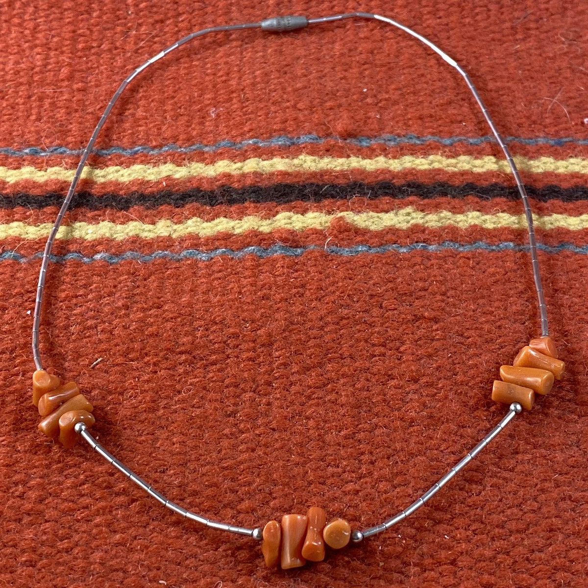 Kapital × Vintage Vtg 60s 70s Navajo Sterling Silver Coral Liquid Silver Chain Size ONE SIZE - 2 Thumbnail