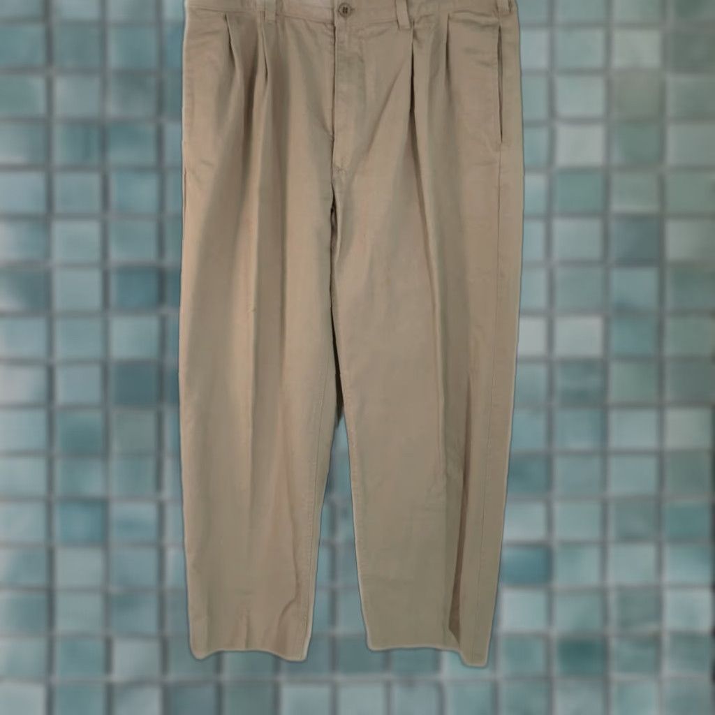 Vintage Lincs David Chu Mens Dress Pants Beige Flat Front Pleated 36X32 Size US 36 / EU 52 - 1 Thumbnail