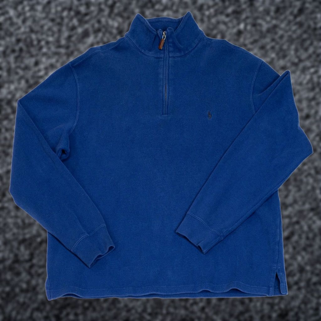 Polo Ralph Lauren VINTAGE Polo Ralph Lauren 1/4 Zip Sweater Mens XL Blue 90’s Kanye Pullover Shirt Size US XL / EU 56 / 4 - 1 Thumbnail