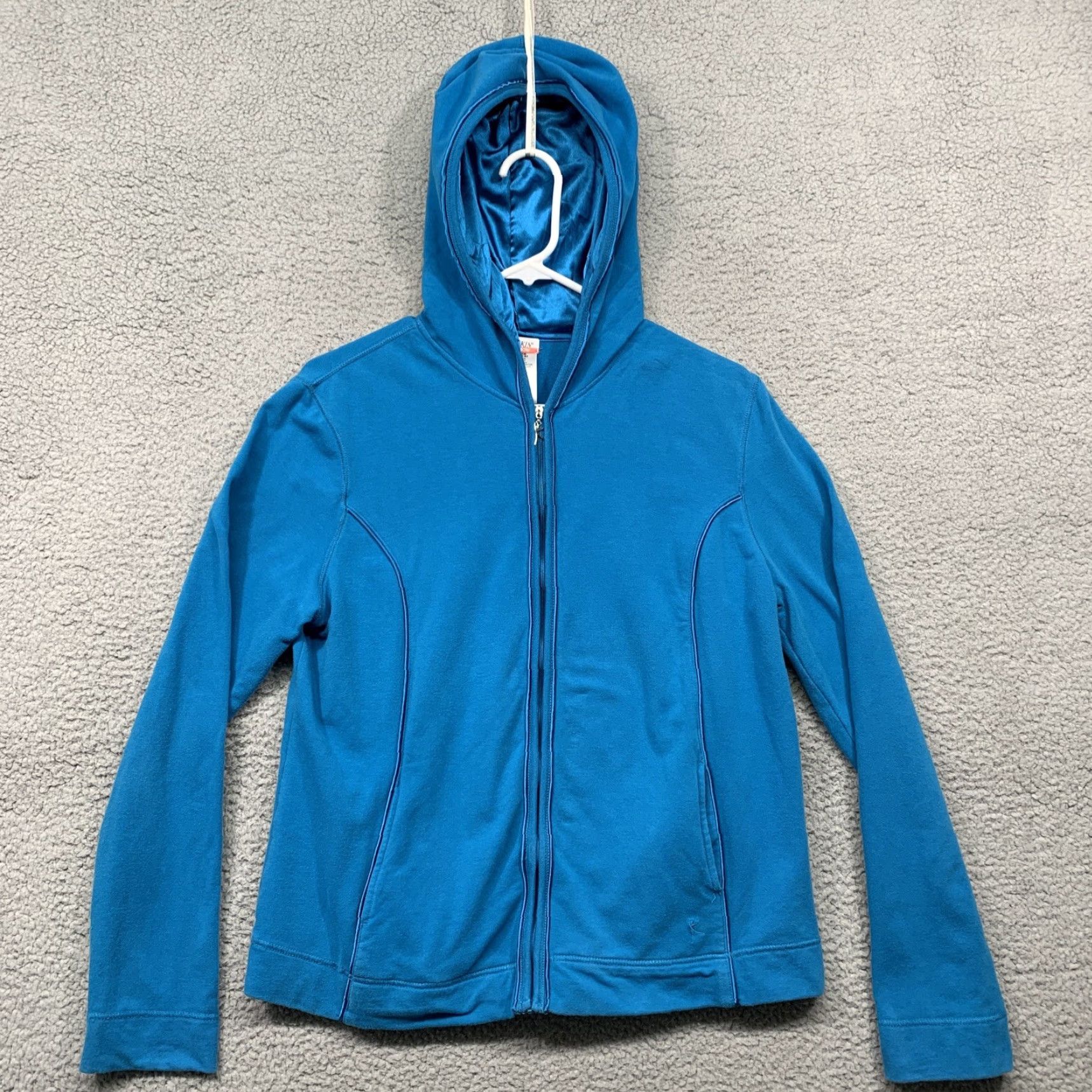 Vintage Danskin Now Hooded Jacket Women’s Athletic Size L Turquoise 2 Pockets Full Zip Size L / US 10 / IT 46 - 2 Thumbnail