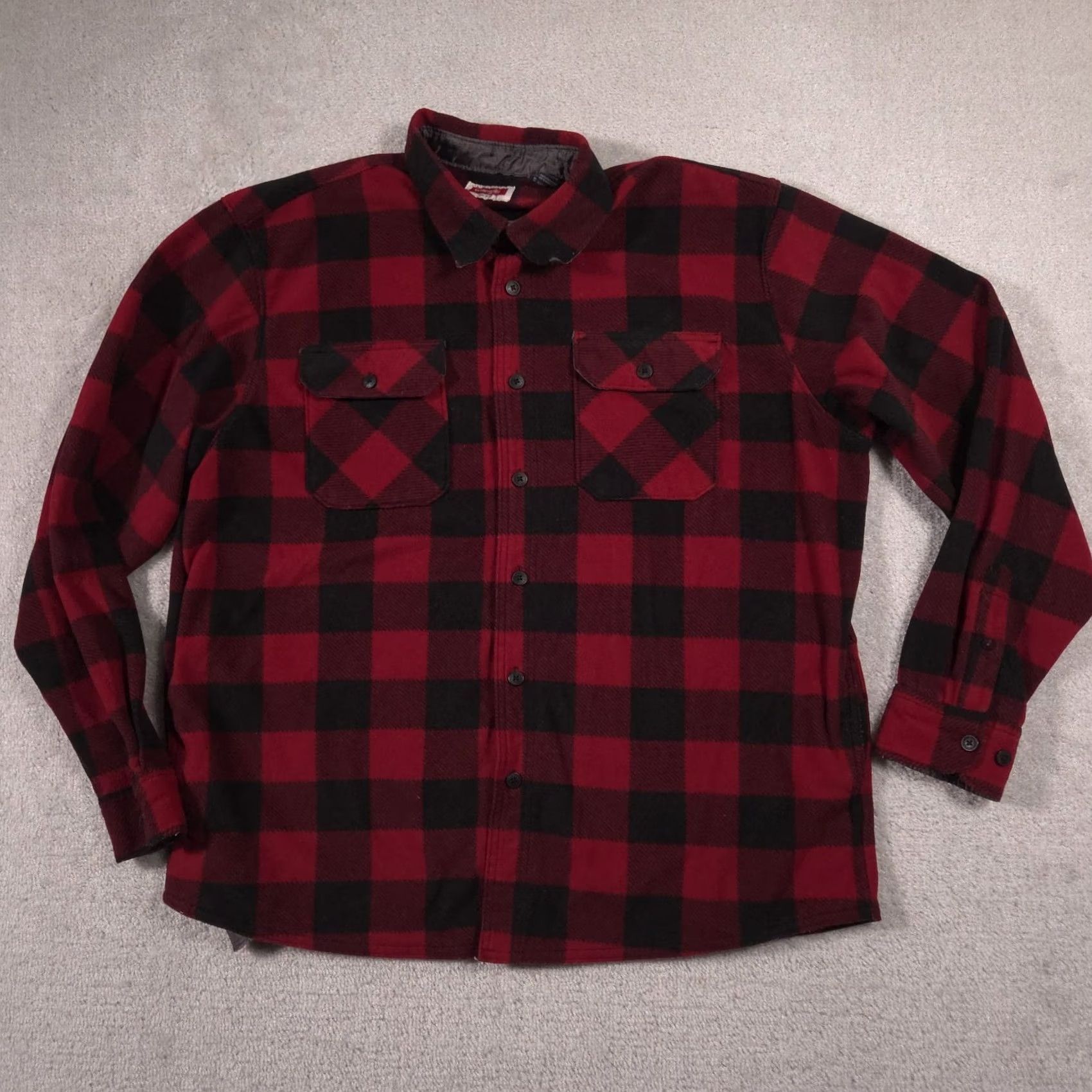 Wrangler Wrangler Shirt Mens XL Red Buffalo Plaid Flannel Shacket Side Pockets Work Size US XL / EU 56 / 4 - 2 Thumbnail