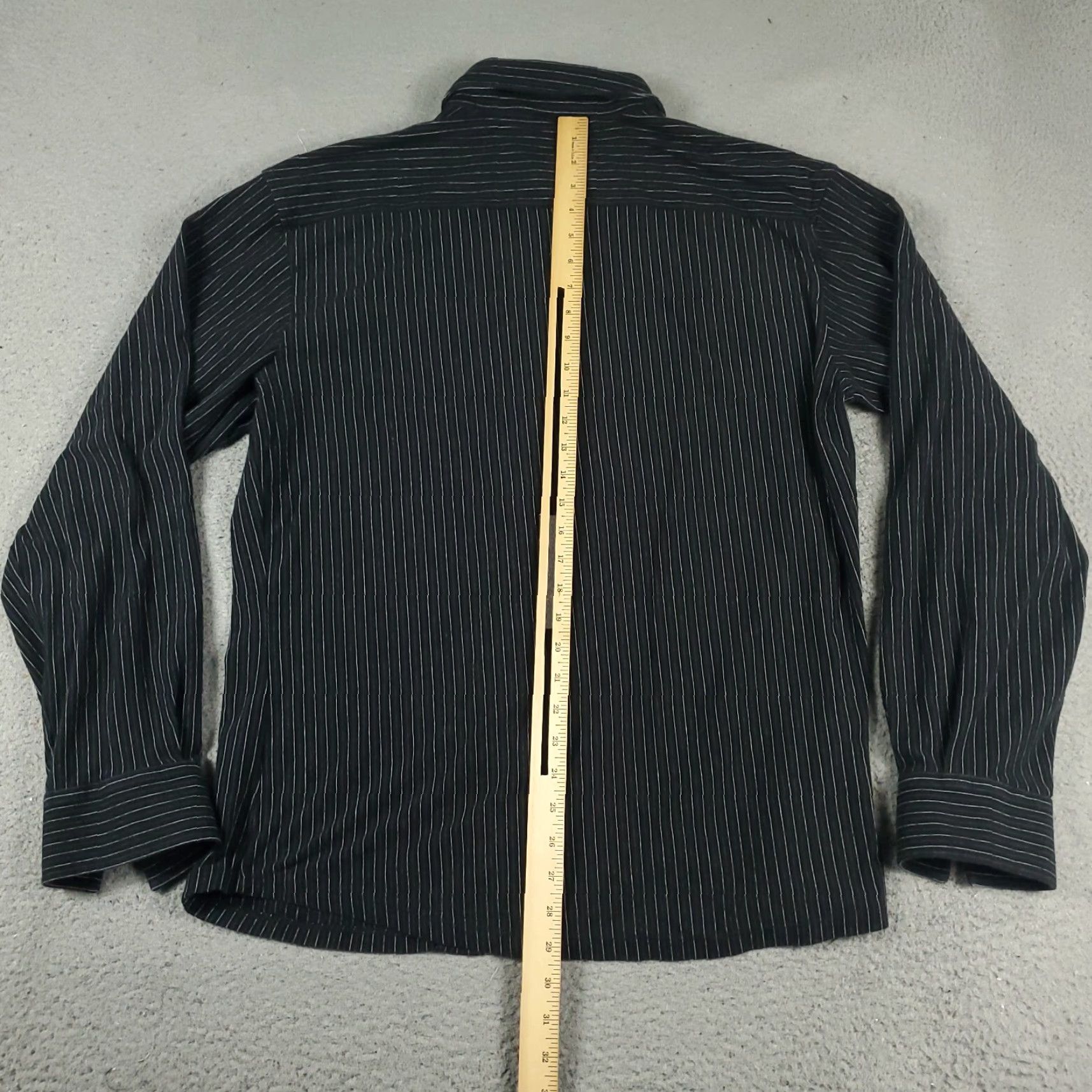 Faconnable Façonnable Shirt Mens Large Black Striped Button-Up Long Sleeve Cotton Casual Workwear Size US L / EU 52-54 / 3 - 3 Thumbnail