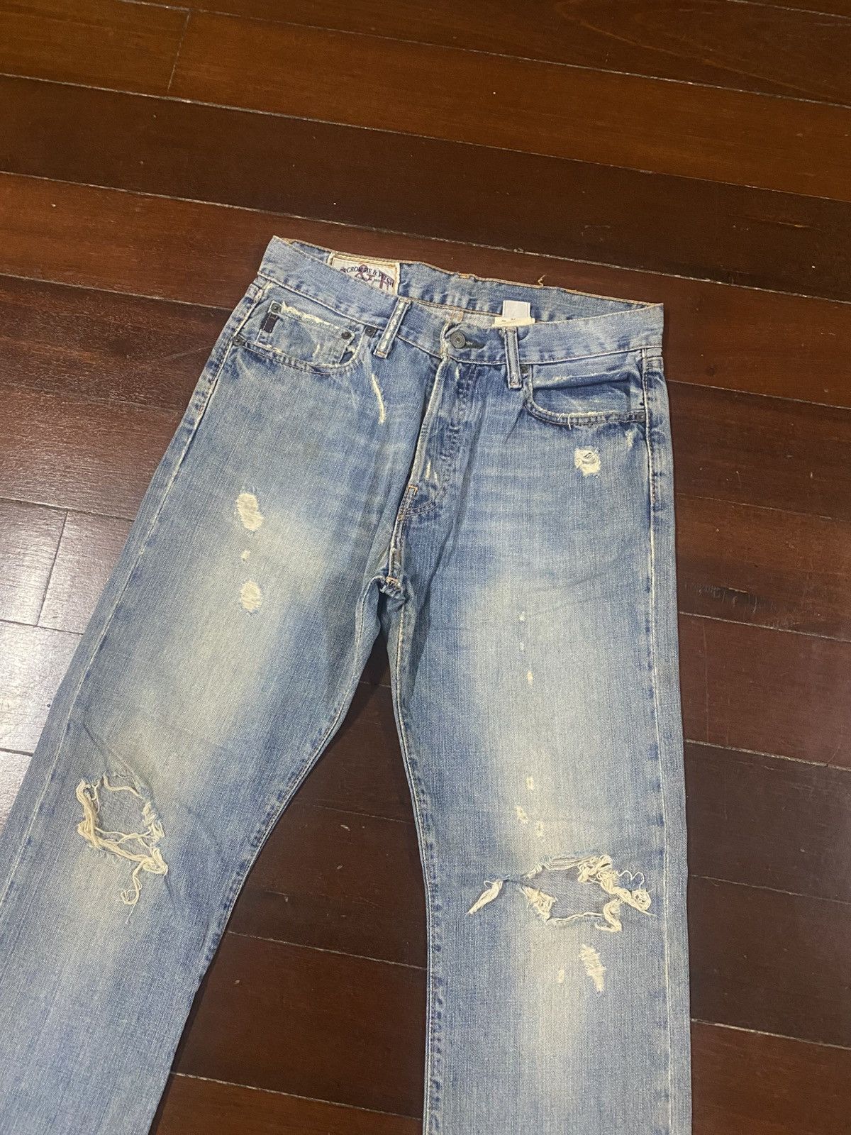 Abercrombie & Fitch Y2k Fitch Baggy Selvedge Vintage distressed mud wash Size US 32 / EU 48 - 5 Thumbnail