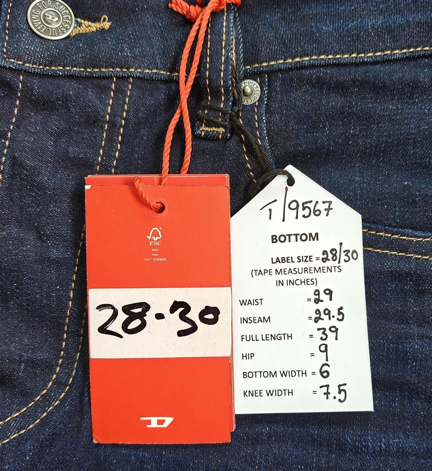 Diesel Diesel D-LUSTER L.30 MENS JEANS T/9567 Size US 28 / EU 44 - 6 Thumbnail