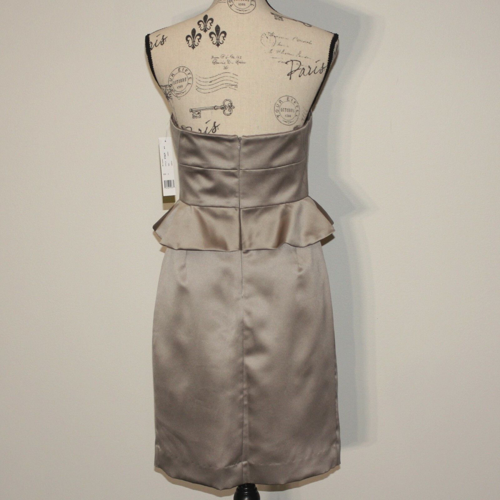 Nicole Miller Strapless Peplum Dress in Mocha and size 8 NWT MSRP $430 Size M / US 6-8 / IT 42-44 - 9 Thumbnail