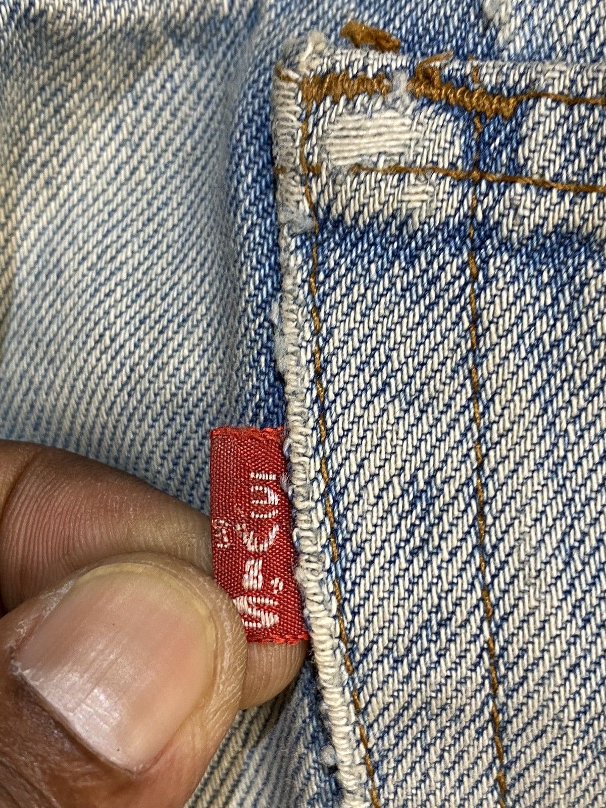 Levi's × Vintage 60's Levis Destroyed Washed Blue Rindem Jeans Size US 30 / EU 46 - 16 Thumbnail