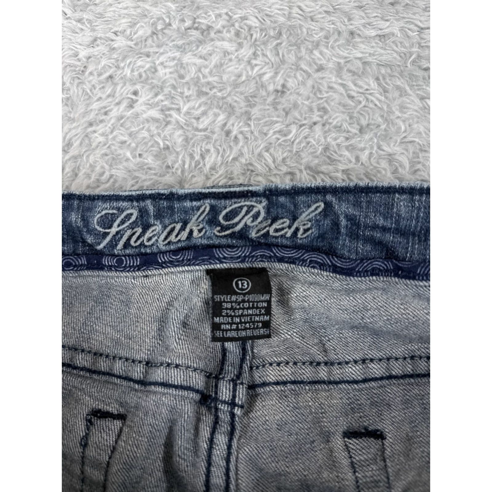 Vintage Sneak Peek Jeans Women's Denim 13 Blue Low Rise Flared 31x31 Slim Distressed Zipper 5-Pocket Buckle Bke Vintage No? Size 34" / US 12 / IT 48 - 7 Thumbnail