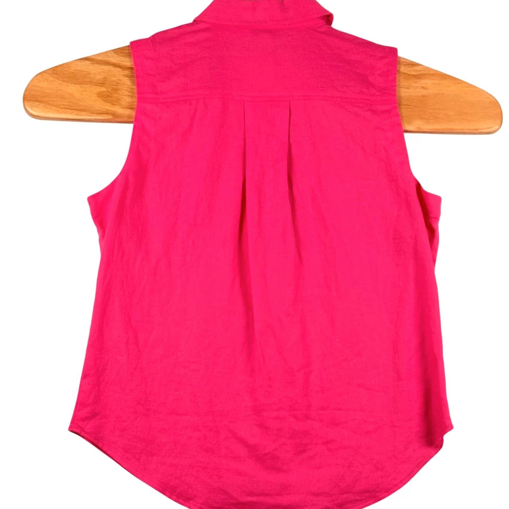 Vintage Ophelia Roe Womens S Pink Sleeveless Button Down Shirt Linen Blend Barbiecore Size S / US 4 / IT 40 - 4 Thumbnail