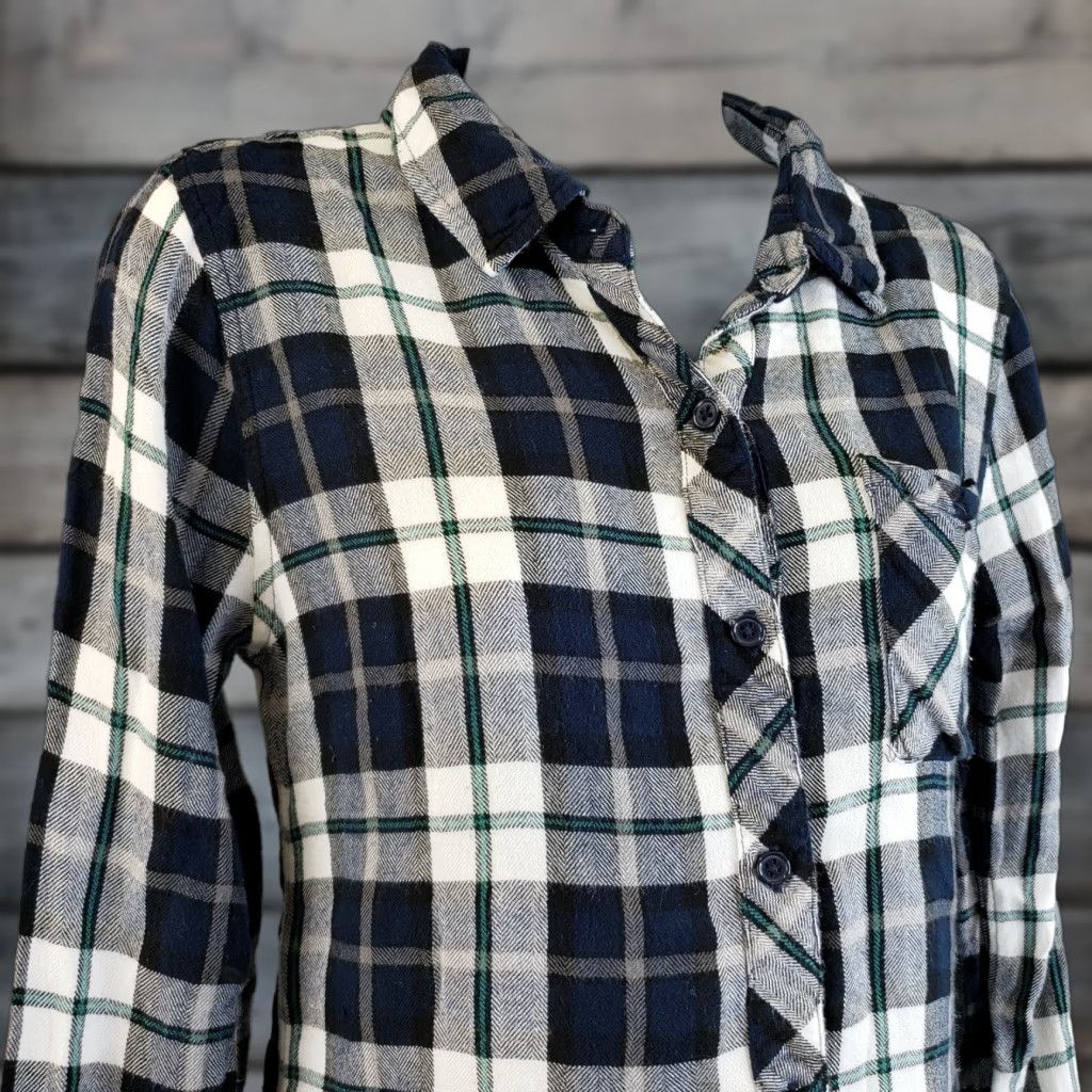 Rails Rails Womens Plaid Button Front Shirt XS Blue Green Long Sleeve Rayon Size XS / US 0-2 / IT 36-38 - 1 Thumbnail