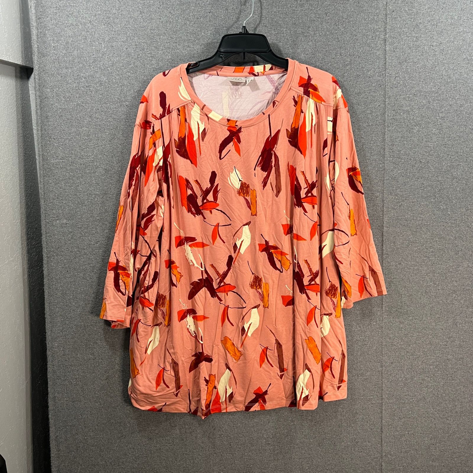 Other LOGO by Lori Goldstein Ravon Feather Print Top Bake Size XXL / US 16-18 / IT 52-54 - 1 Thumbnail