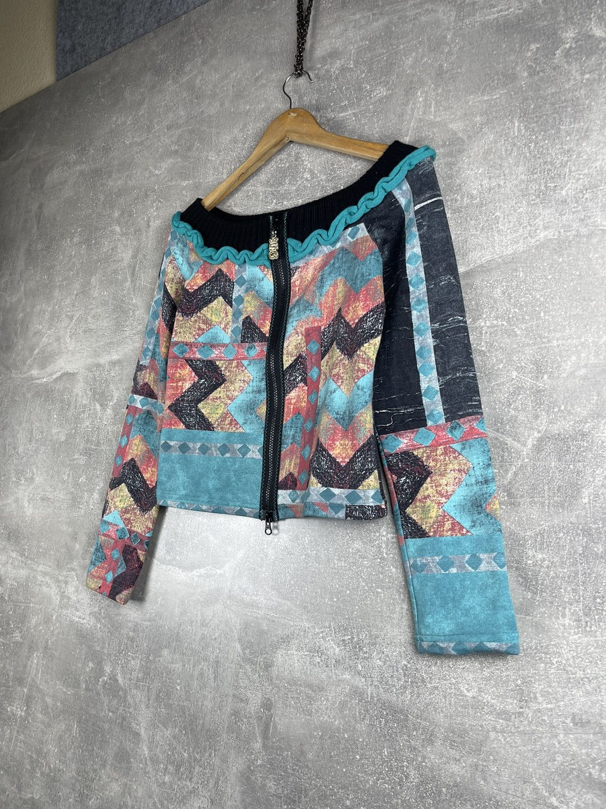 Acne Studios Y2K Save The Queen Multicolor Geometric Knit Zip Jacket Size S / US 4 / IT 40 - 3 Thumbnail