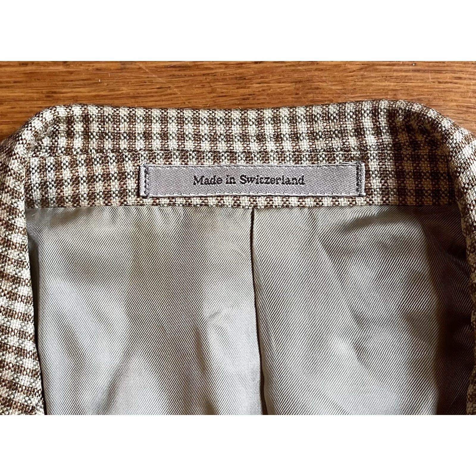 Ermenegildo Zegna Ermenegildo Zegna Blazer Sport Coat Men’s 46R Beige Check Jacket Single-Breasted Two-Button/Notch Cashmere Silk Size 46R - 4 Thumbnail