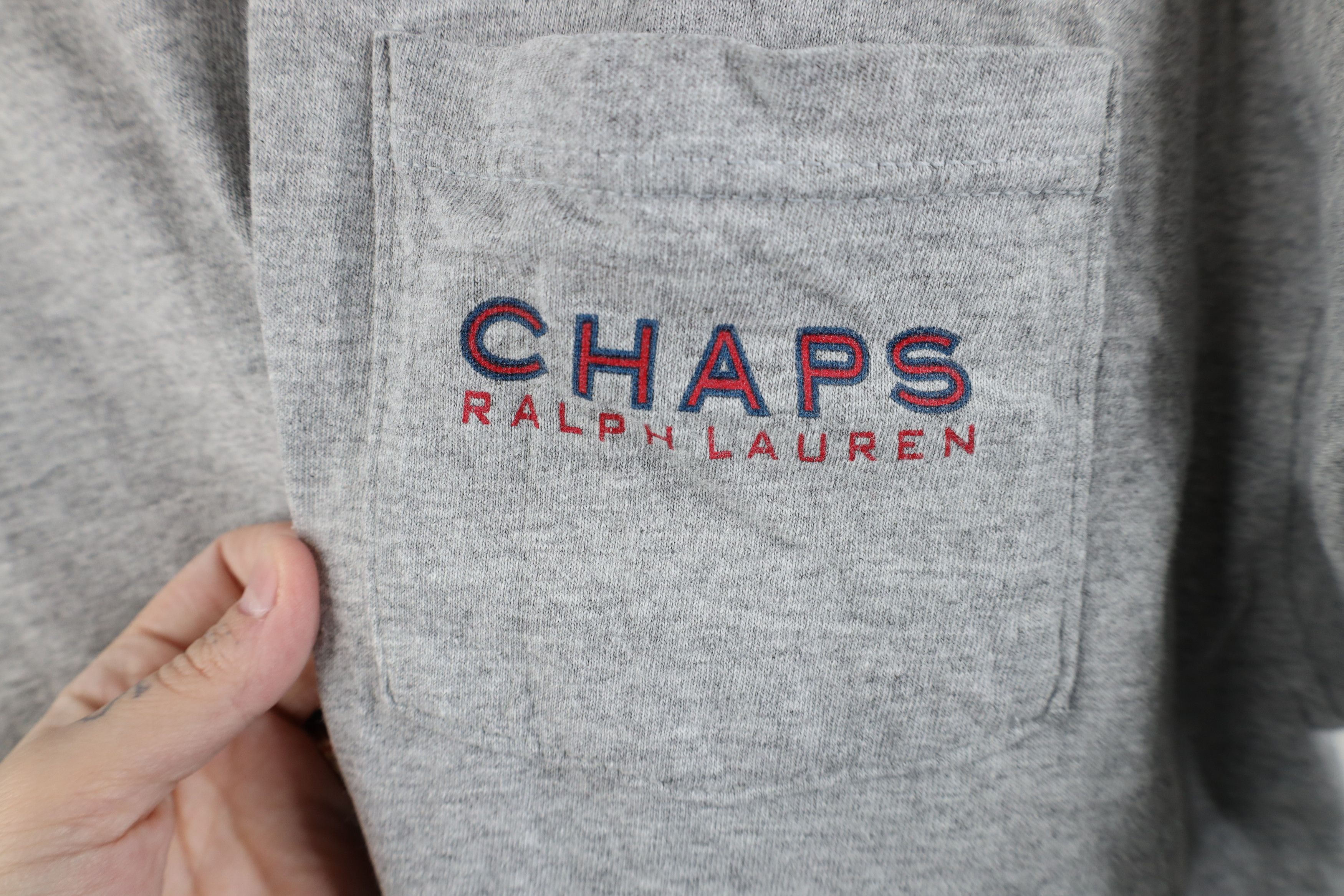 Ralph Lauren × Vintage Vintage 90s Chaps Ralph Lauren USA Flag Pocket T-Shirt Gray Size US XL / EU 56 / 4 - 4 Thumbnail