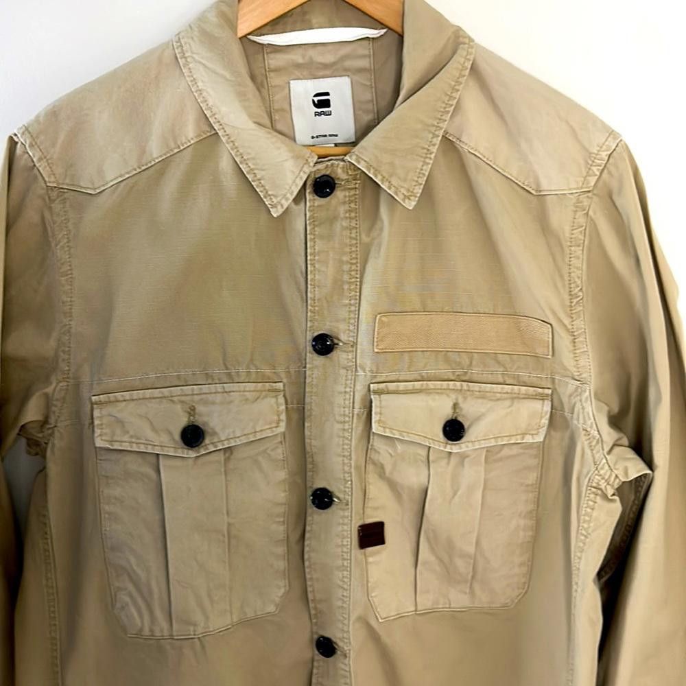 Designer G-Star RAW - Field Jkt Shirt - Lg - Khaki Ripstop - 100% Ctn Size US L / EU 52-54 / 3 - 3 Thumbnail