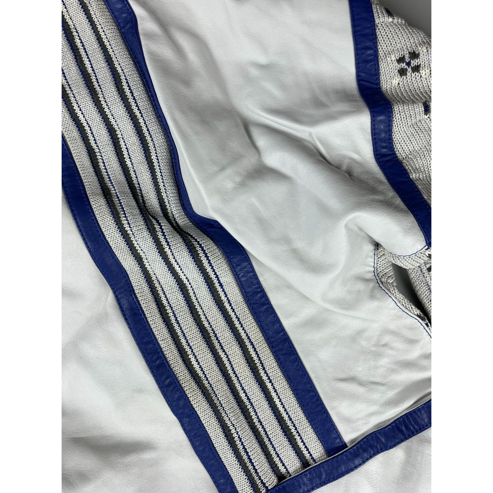 Torras × Vintage Classic Vintage Torras Leather & Wool Striped Sweater Size US L / EU 52-54 / 3 - 7 Thumbnail