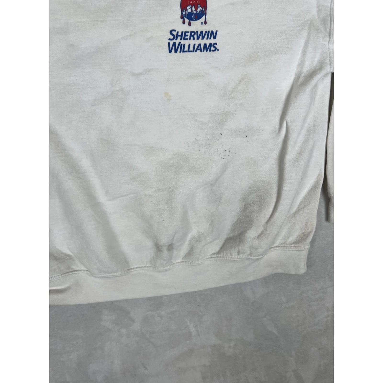 Vintage Sherwin-Williams Sweatshirt Mens XL White Crewneck Graphic Print Logo Fleece Workwear Pullover Size US XL / EU 56 / 4 - 4 Thumbnail