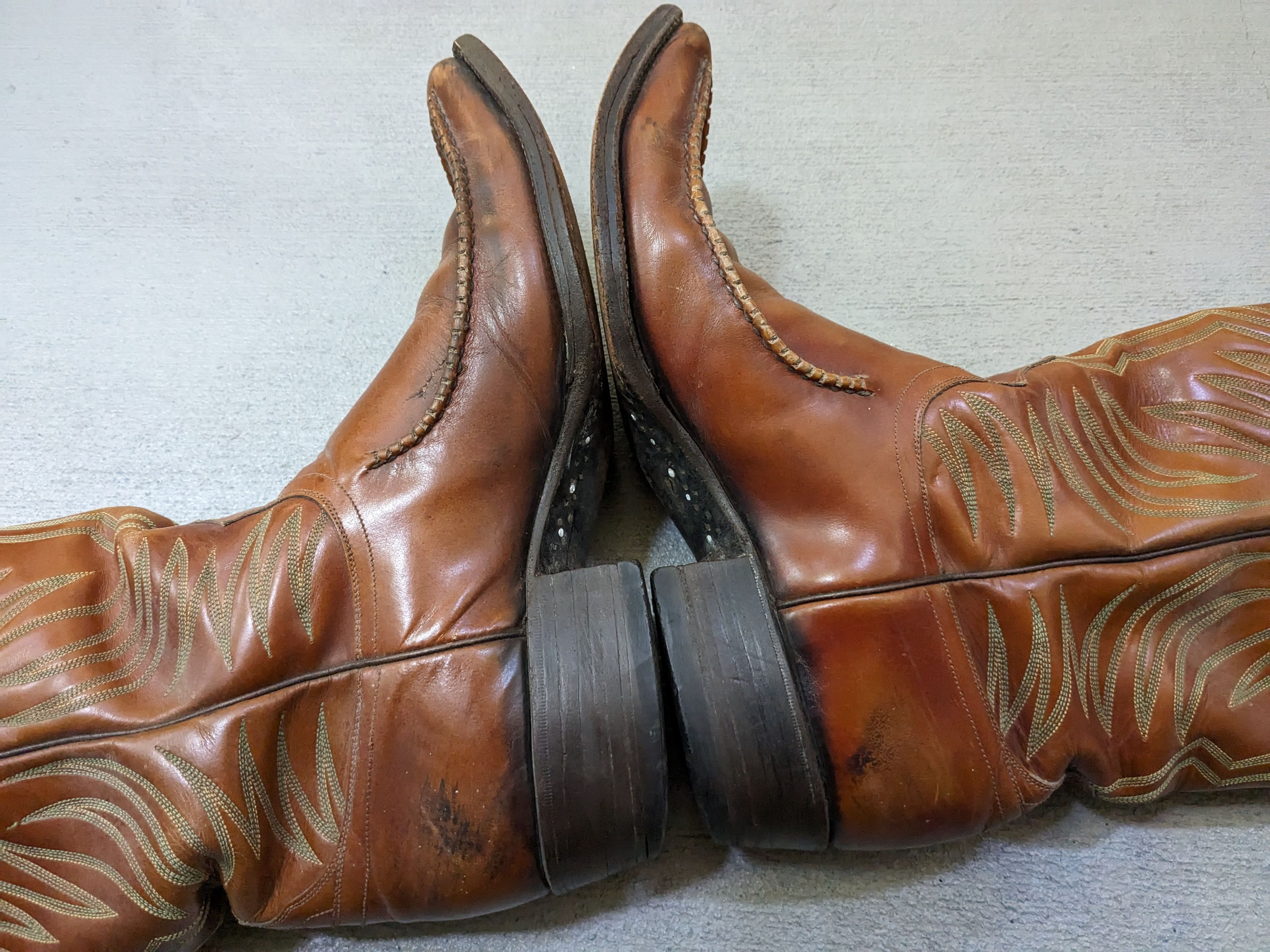Genuine Leather Vintage Cowboy Boots Brown Size 9 Western Botas Size US 9 / EU 42 - 7 Thumbnail