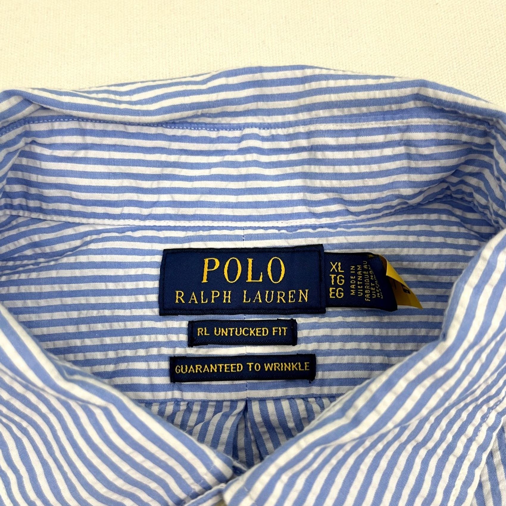 Polo Ralph Lauren Polo Ralph Lauren Shirt Mens XL Blue Untucked Fit White Striped Seersucker Pony Size US XL / EU 56 / 4 - 4 Thumbnail