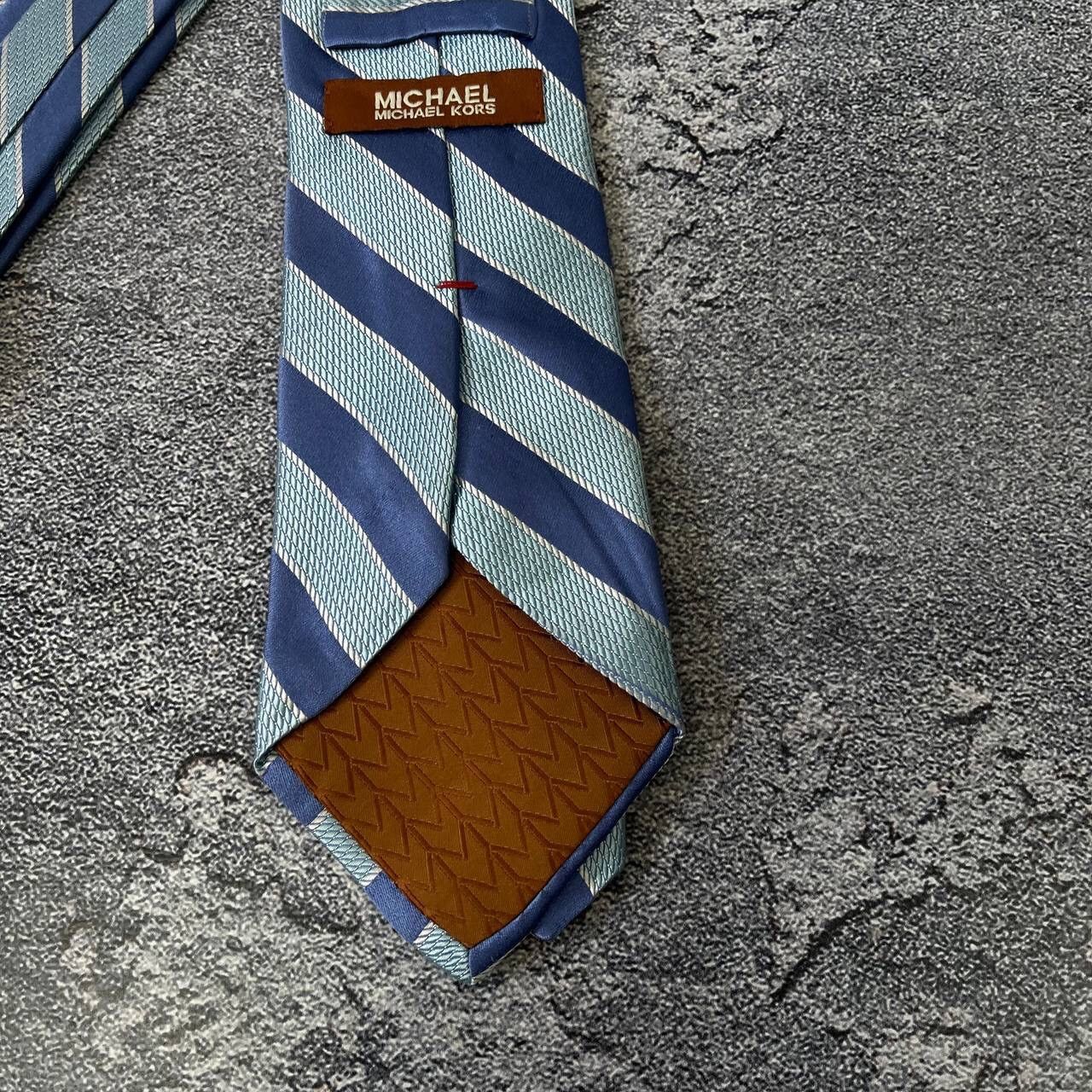 Michael Kors Michael Kors Mens Navy Tie Necktie Trendy Solid Pattern MK Size ONE SIZE - 8 Thumbnail