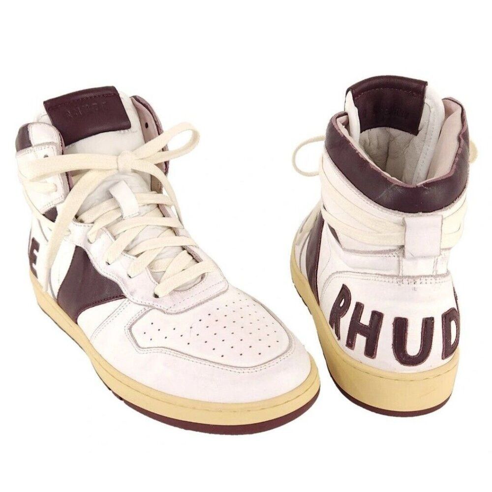Rhude Rhude Rhecess-Hi Sneakers 7 Men's White Maroon Sneakers New Size US 7 / EU 40 - 2 Thumbnail